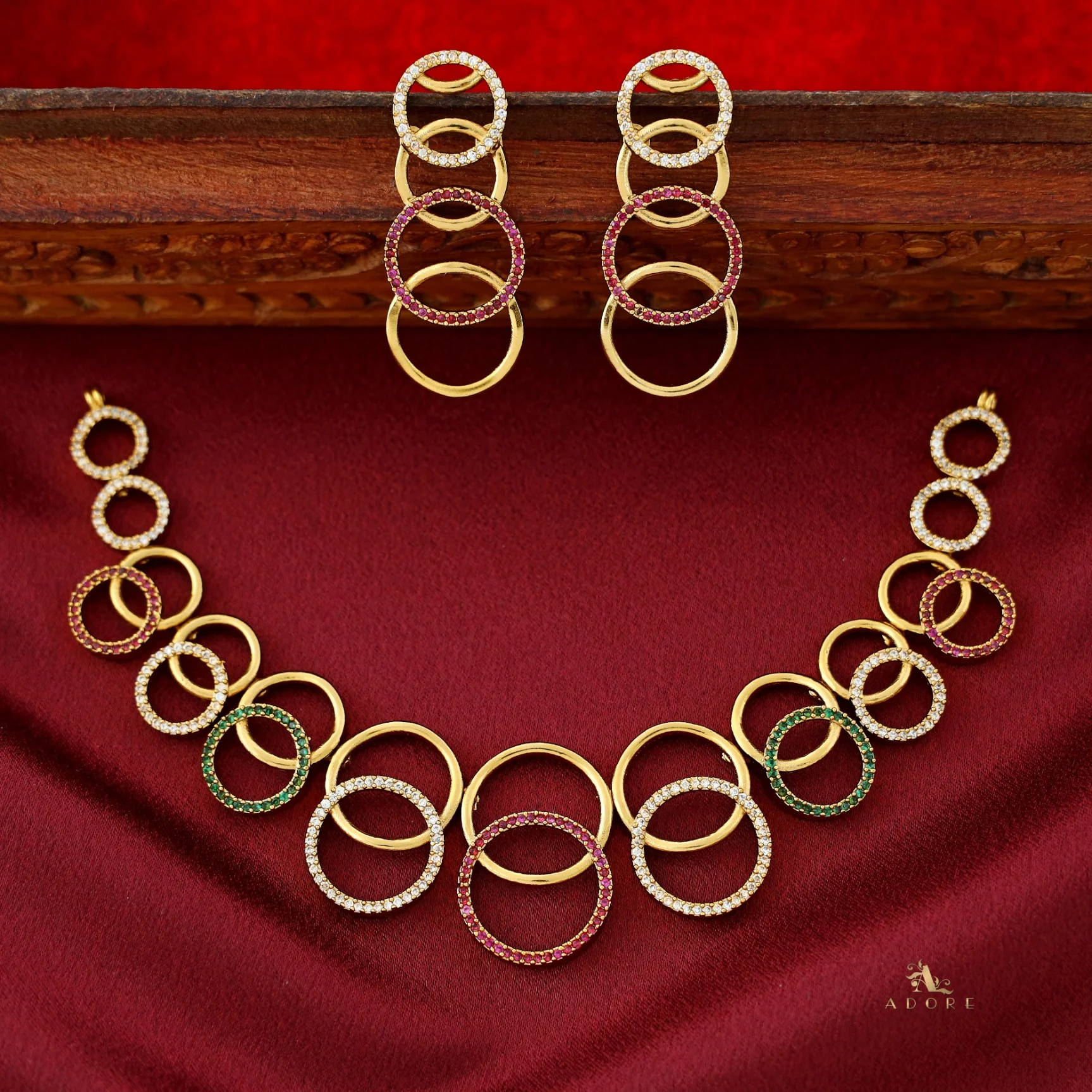 Laila AD Stone Short Neckpiece With Earring - Image 3