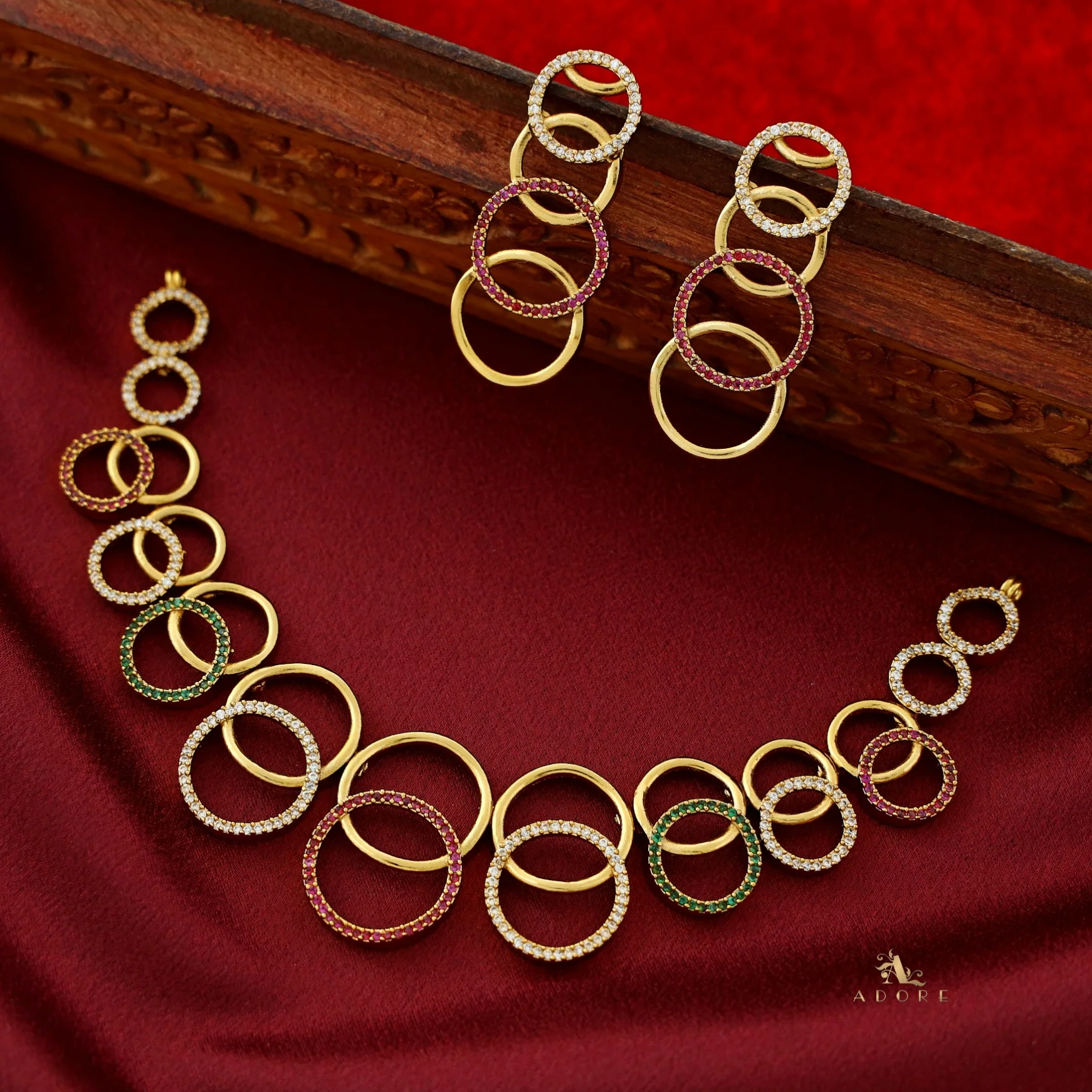 Laila AD Stone Short Neckpiece With Earring - Image 4