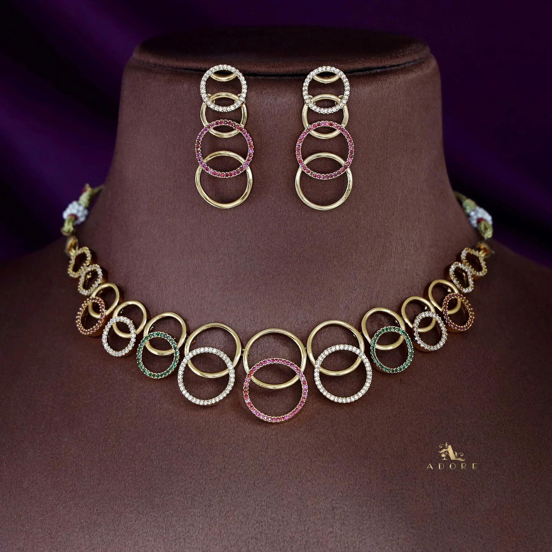 Laila AD Stone Short Neckpiece With Earring - Image 6