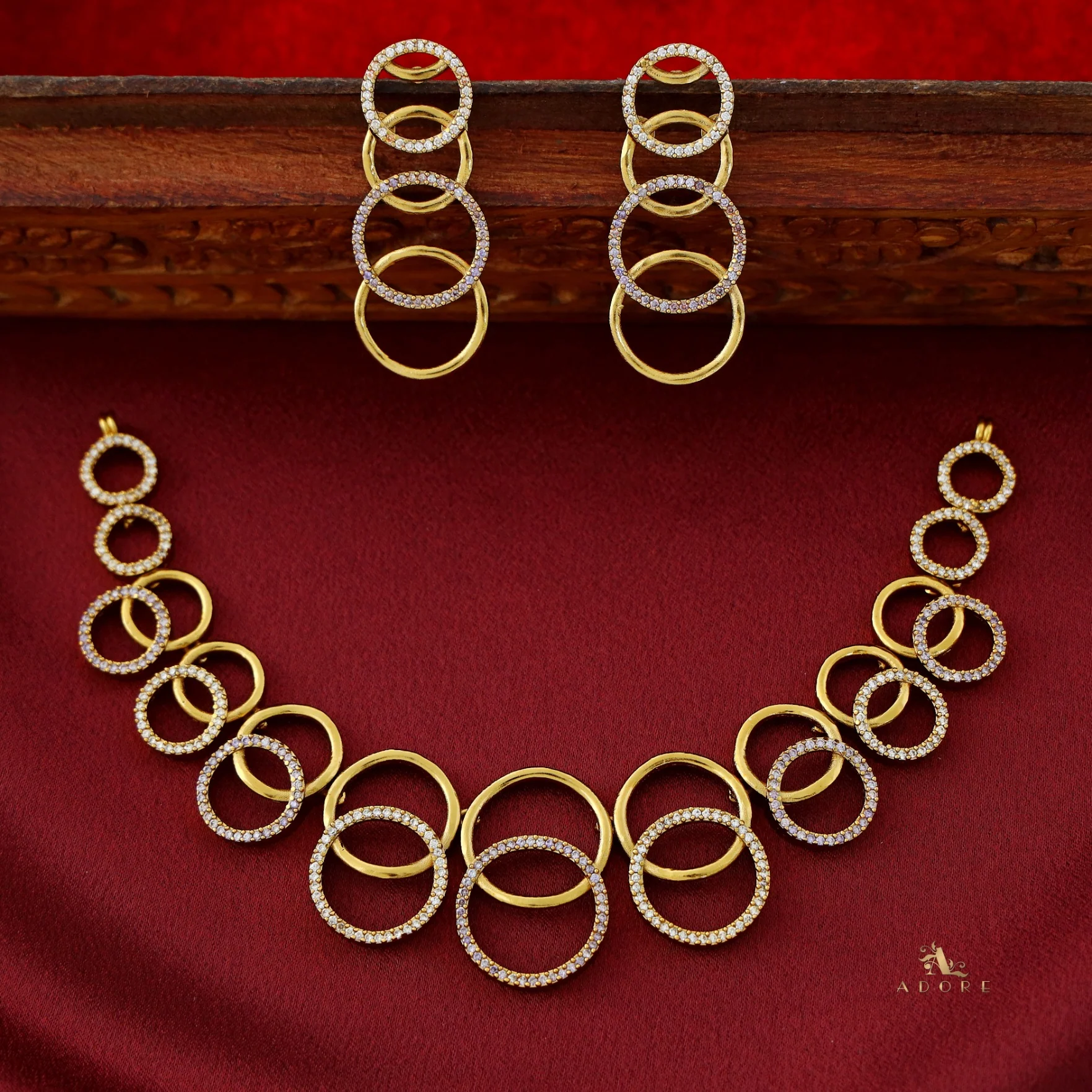 Laila AD Stone Short Neckpiece With Earring - Image 7