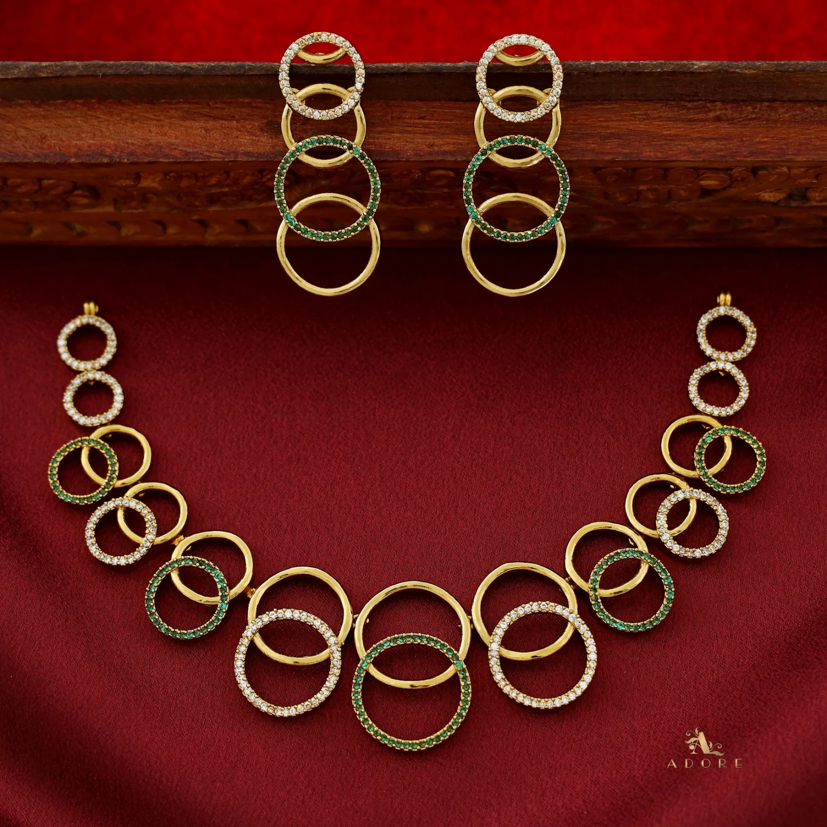 Laila AD Stone Short Neckpiece With Earring - Image 8
