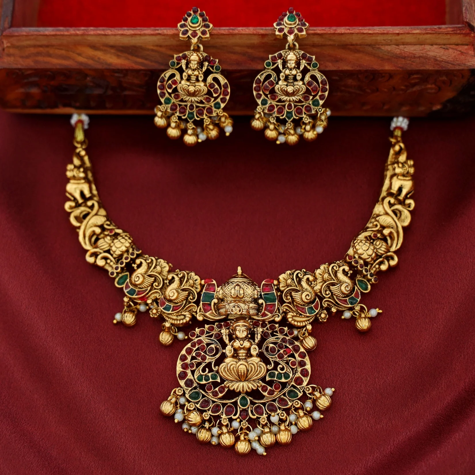 Lakshita Meenakari Devi Neckpiece With Earring - Image 2