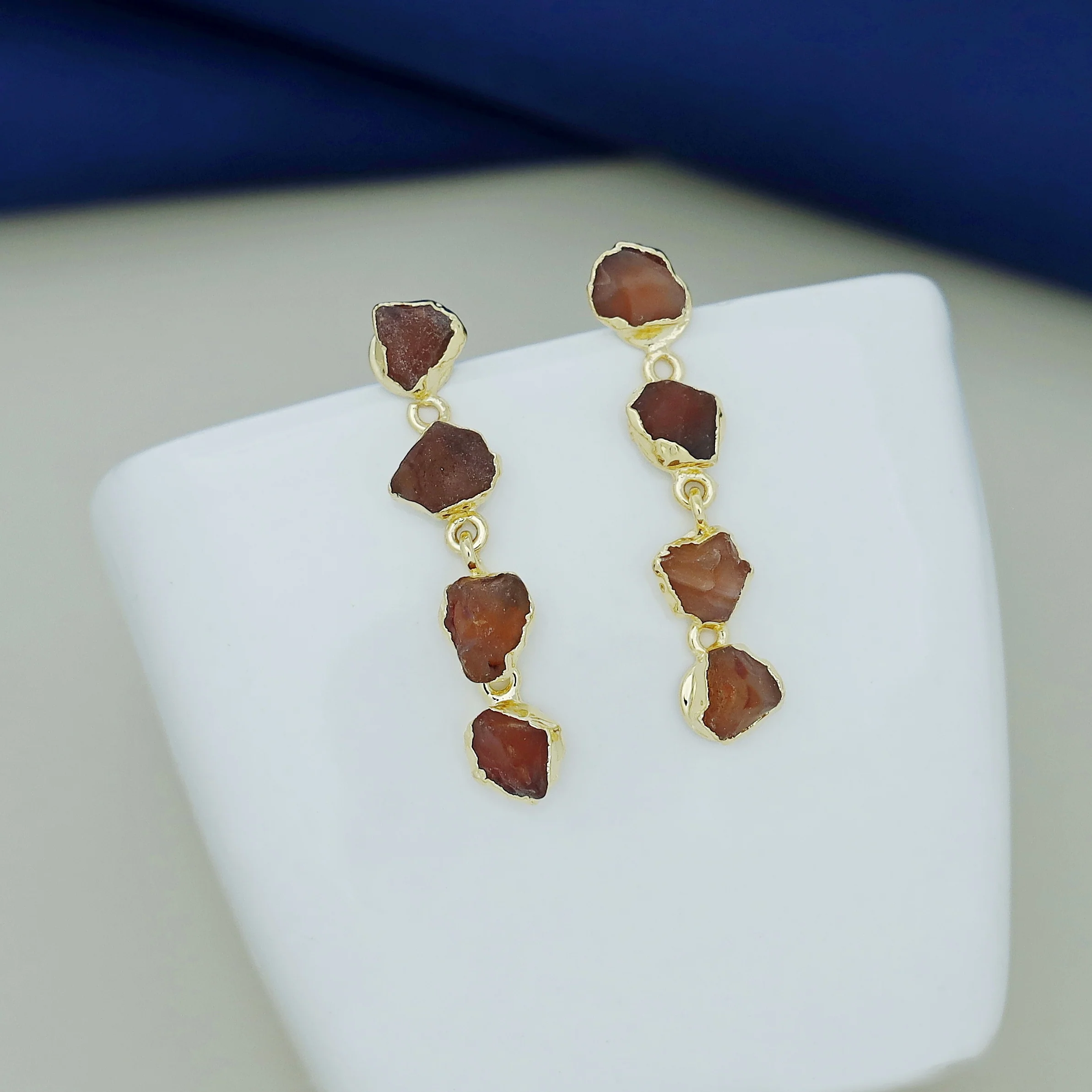 Tetra Electro Plated Raw Stone Earring - Image 4