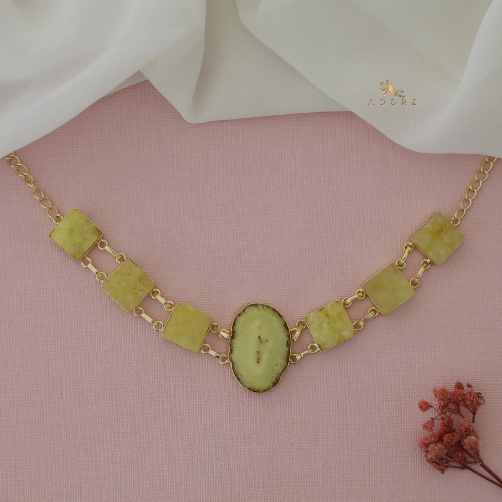 Lavani Solar Agate + Druzy Choker / Short Neckpiece - Image 12