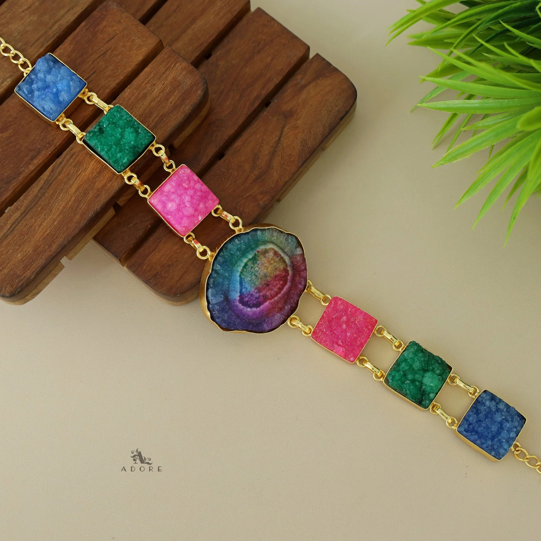 Lavani Solar Agate + Druzy Choker / Short Neckpiece - Image 13