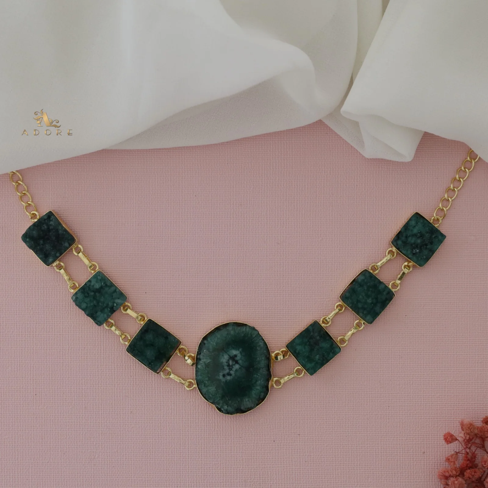 Lavani Solar Agate + Druzy Choker / Short Neckpiece - Image 14