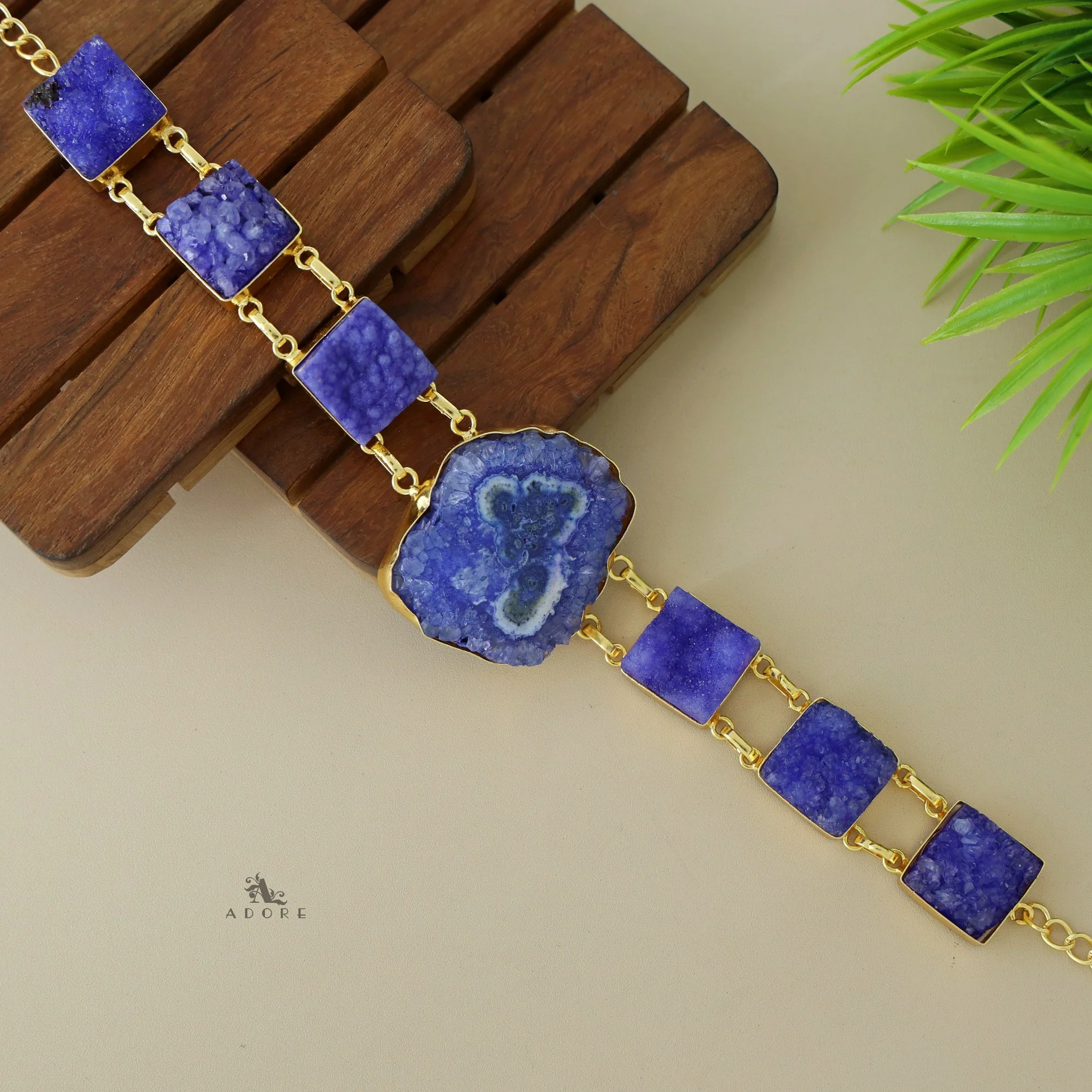 Lavani Solar Agate + Druzy Choker / Short Neckpiece - Image 2
