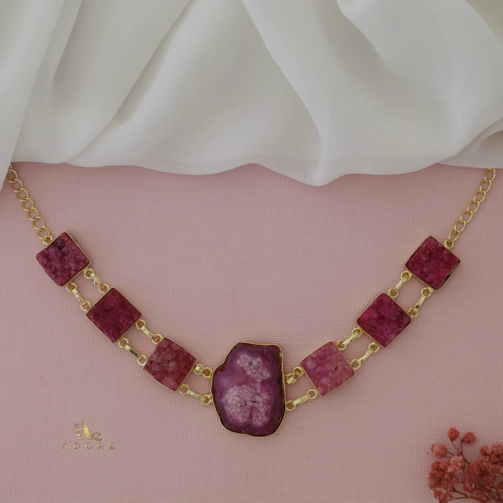 Lavani Solar Agate + Druzy Choker / Short Neckpiece - Image 20