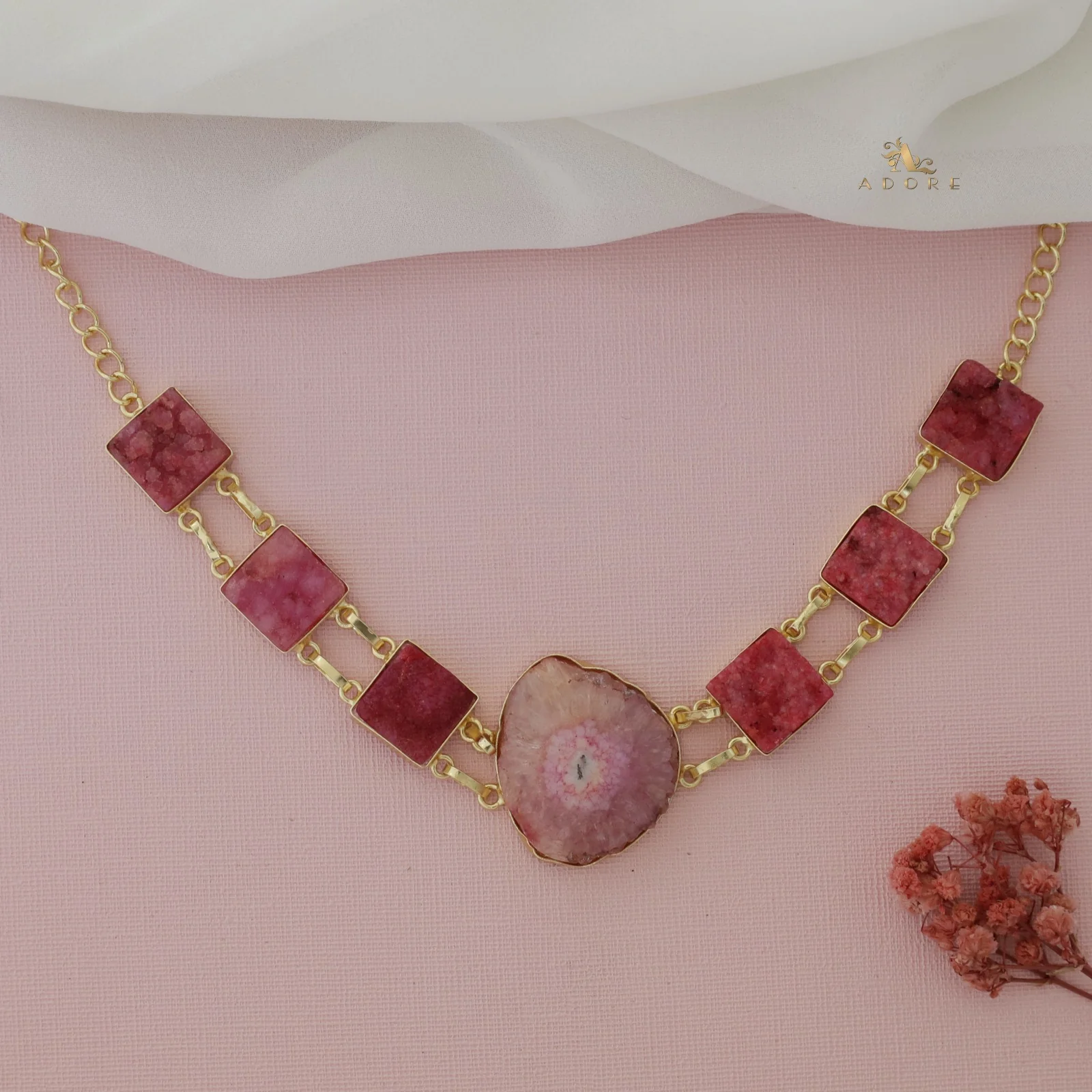 Lavani Solar Agate + Druzy Choker / Short Neckpiece - Image 21