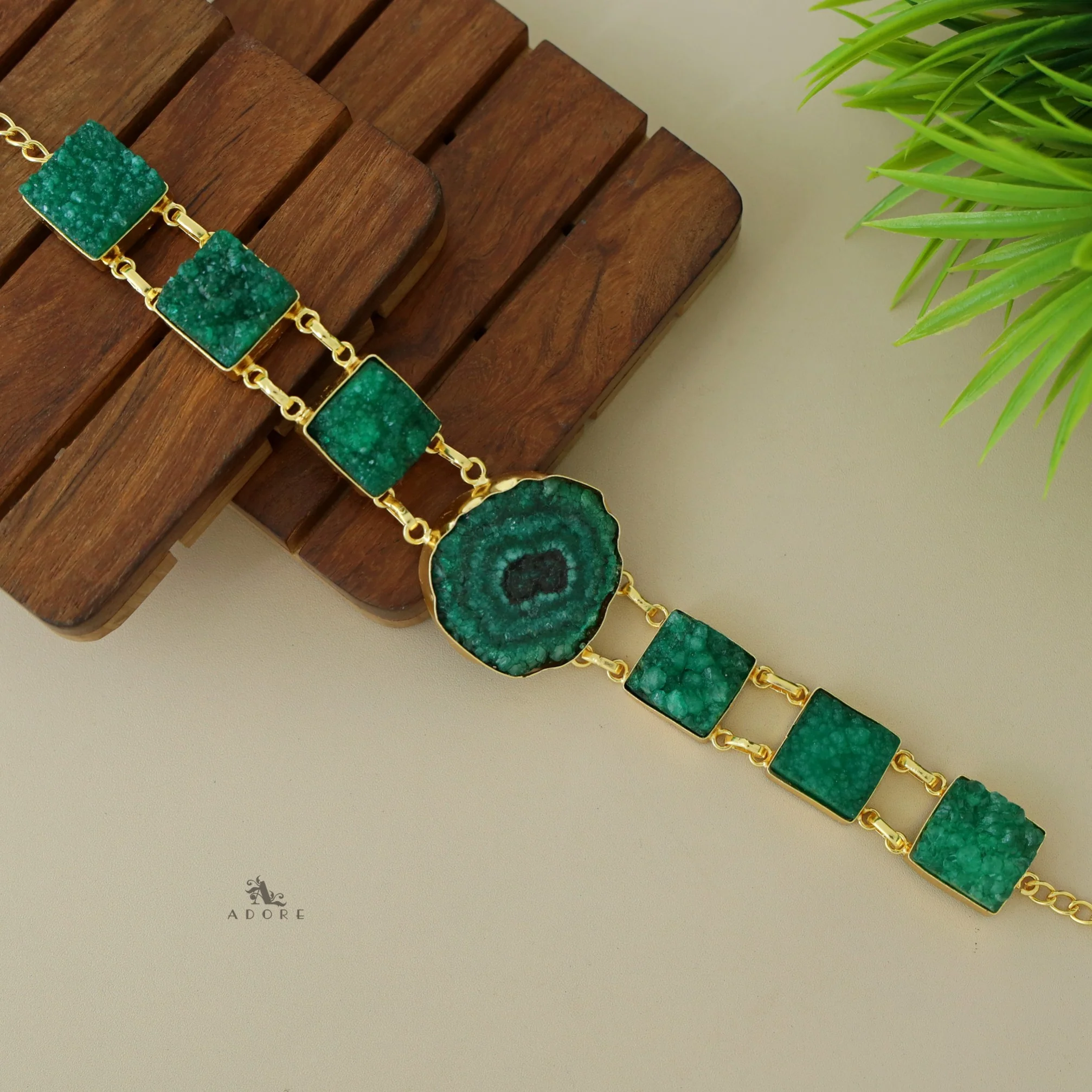 Lavani Solar Agate + Druzy Choker / Short Neckpiece - Image 3