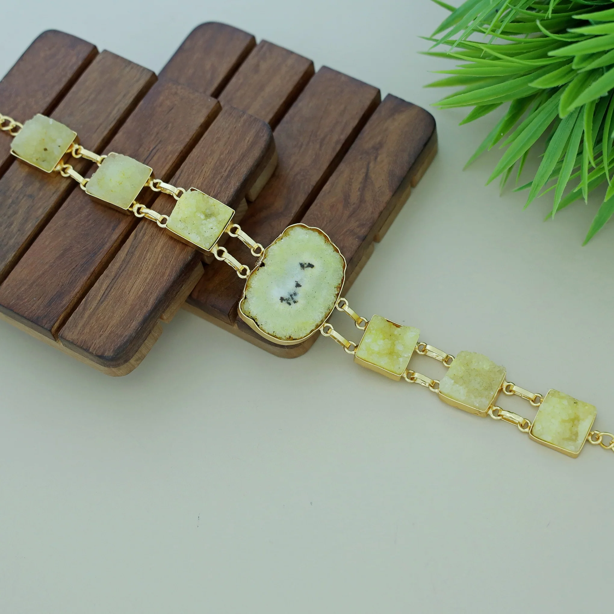 Lavani Solar Agate + Druzy Choker / Short Neckpiece - Image 7