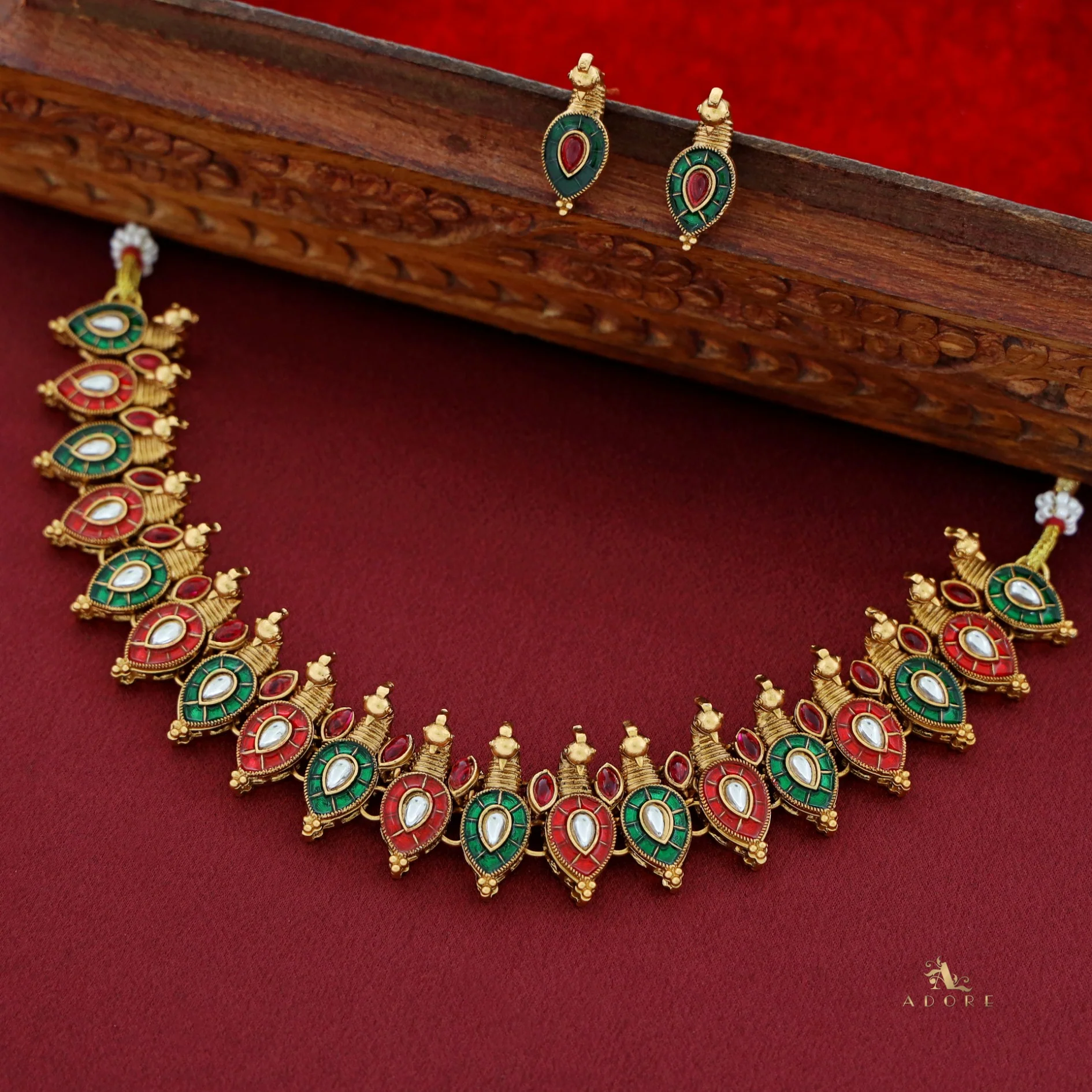Lavanya Mayura Muster Neckpiece With Earring - Image 2