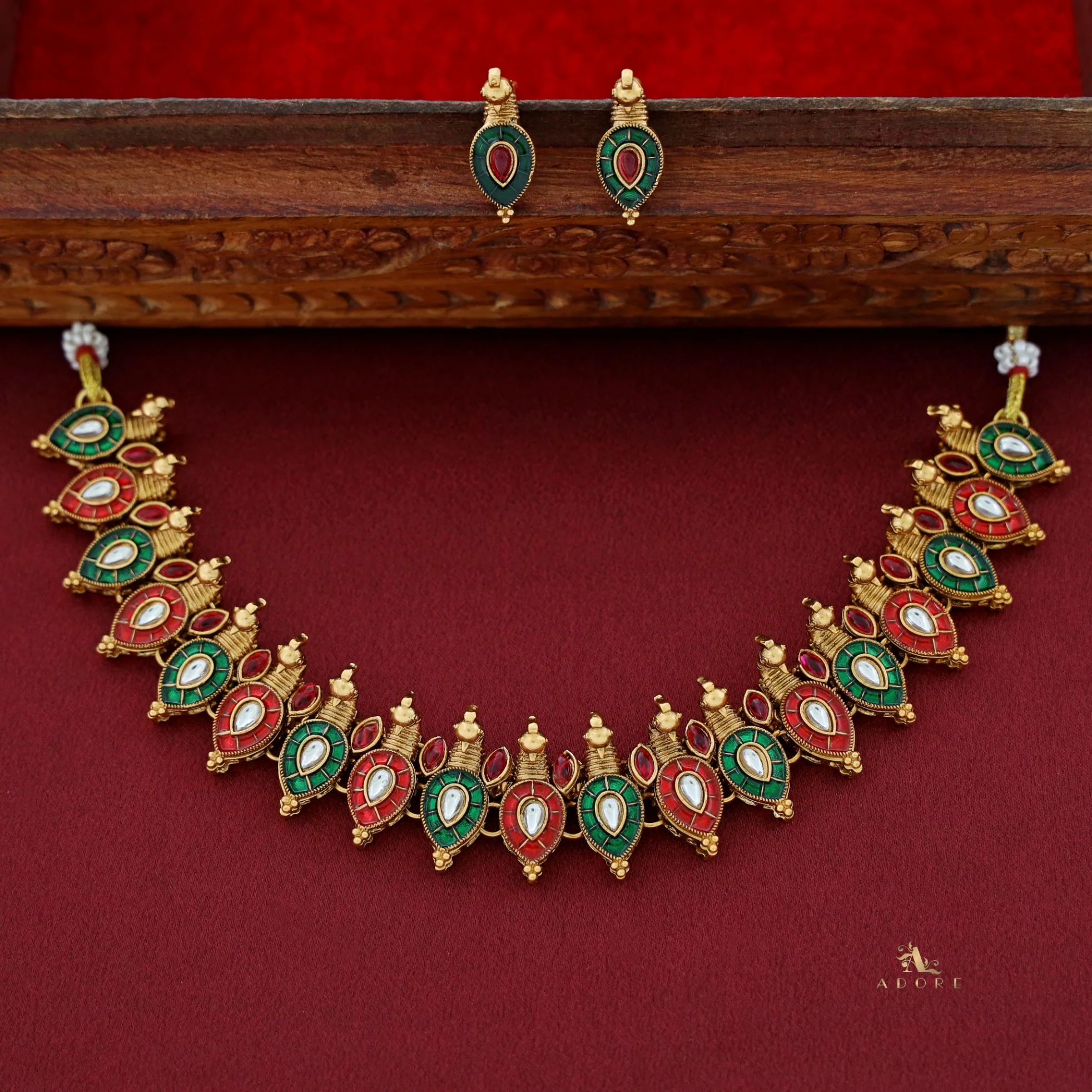 Lavanya Mayura Muster Neckpiece With Earring - Image 3