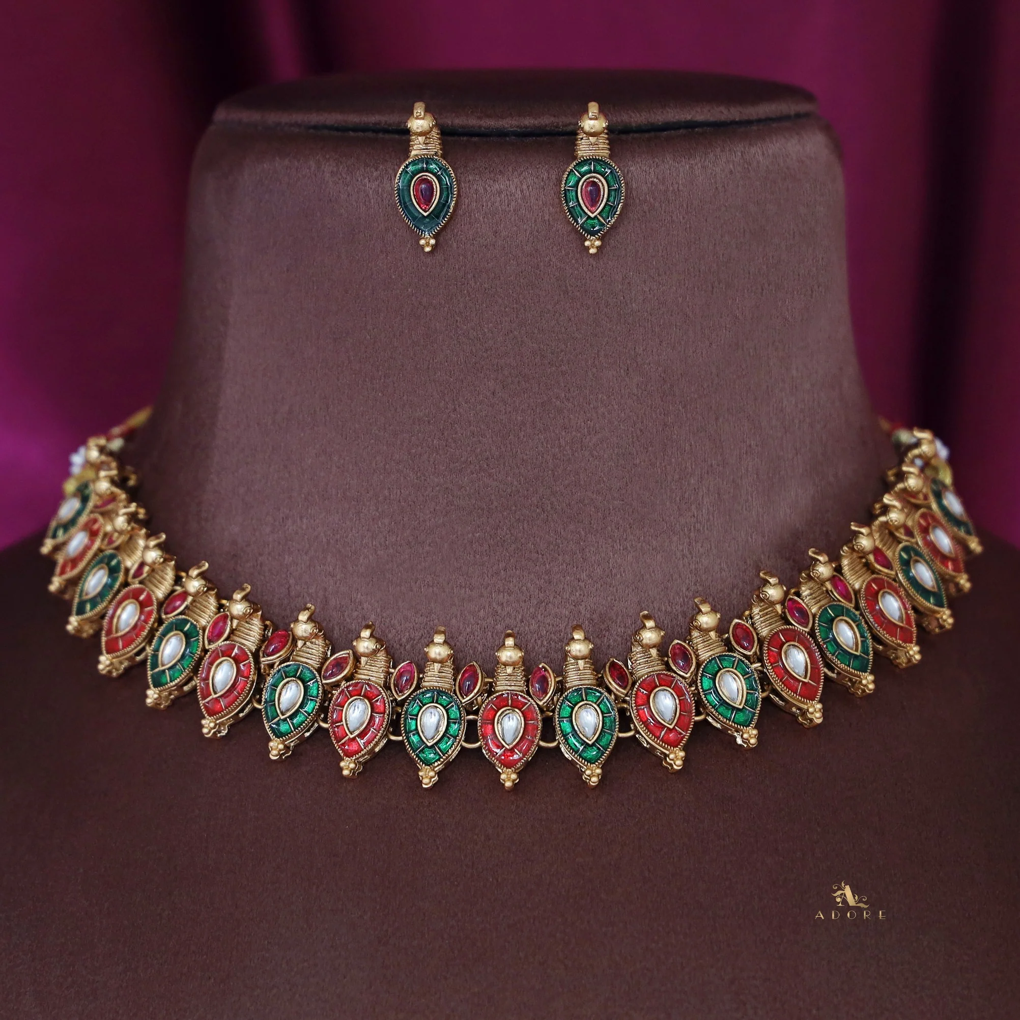 Lavanya Mayura Muster Neckpiece With Earring - Image 5