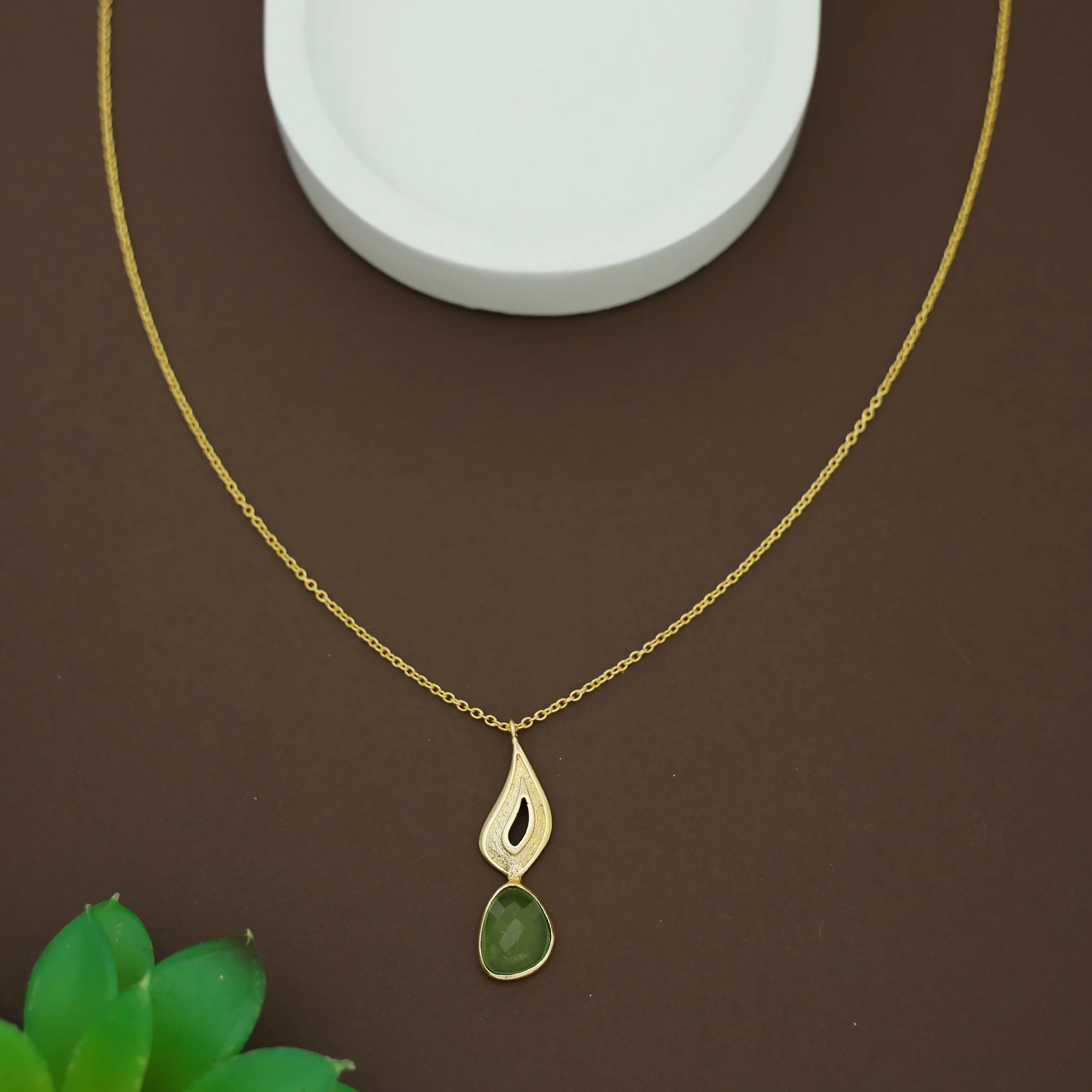 Lavie Golden Flame + Glossy Stone Necklace - Image 2