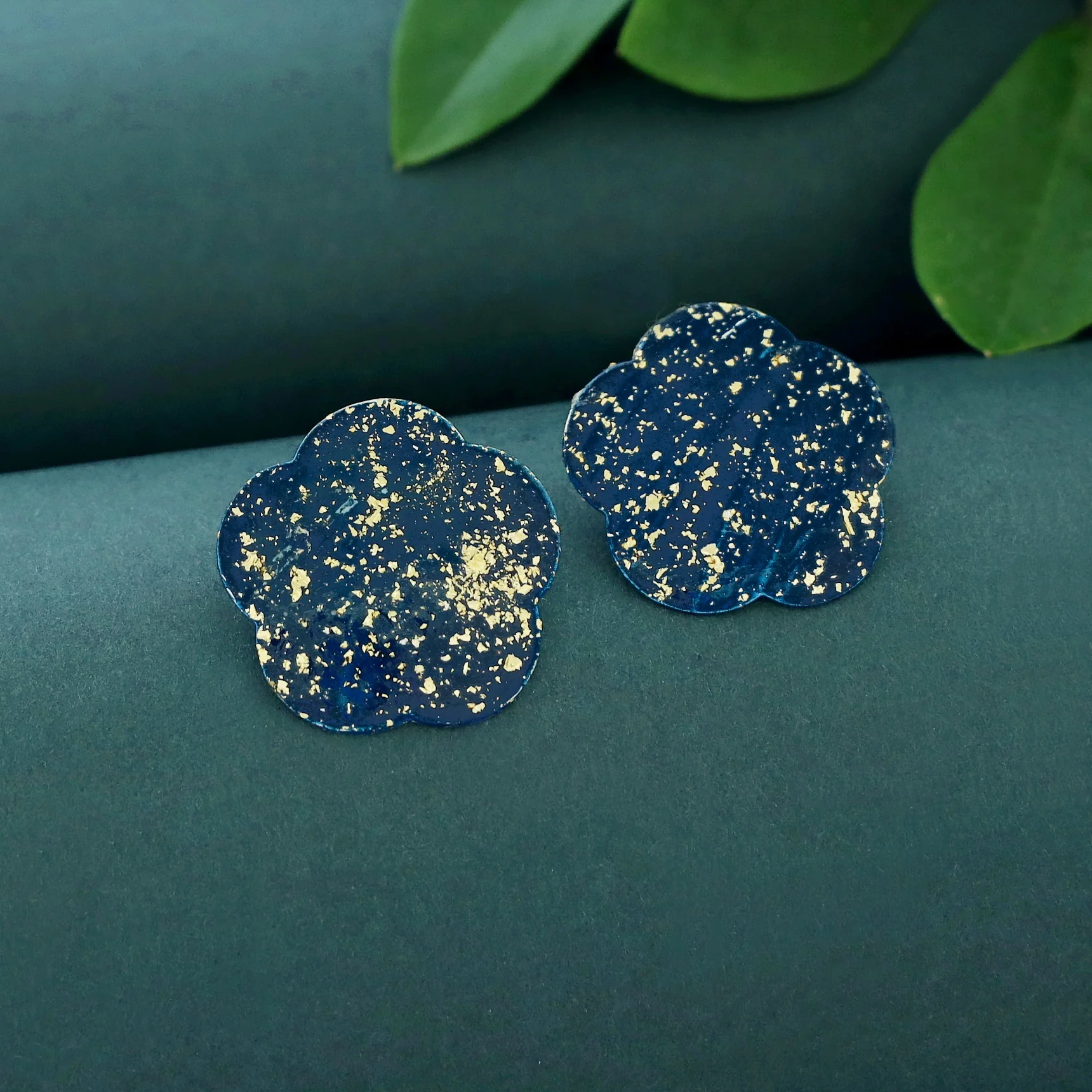 Layla Flower Hand Painted Glittery Earring - Image 3