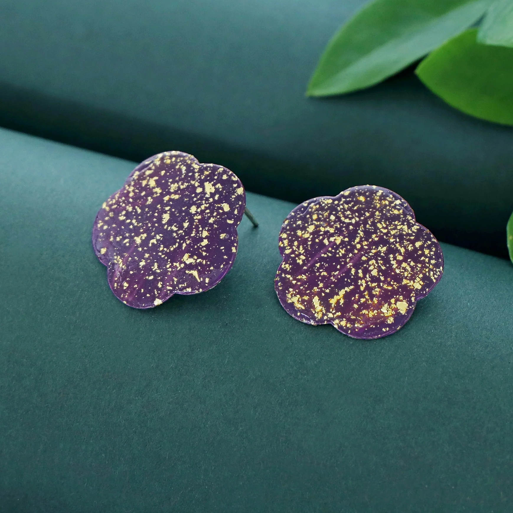 Layla Flower Hand Painted Glittery Earring - Image 5