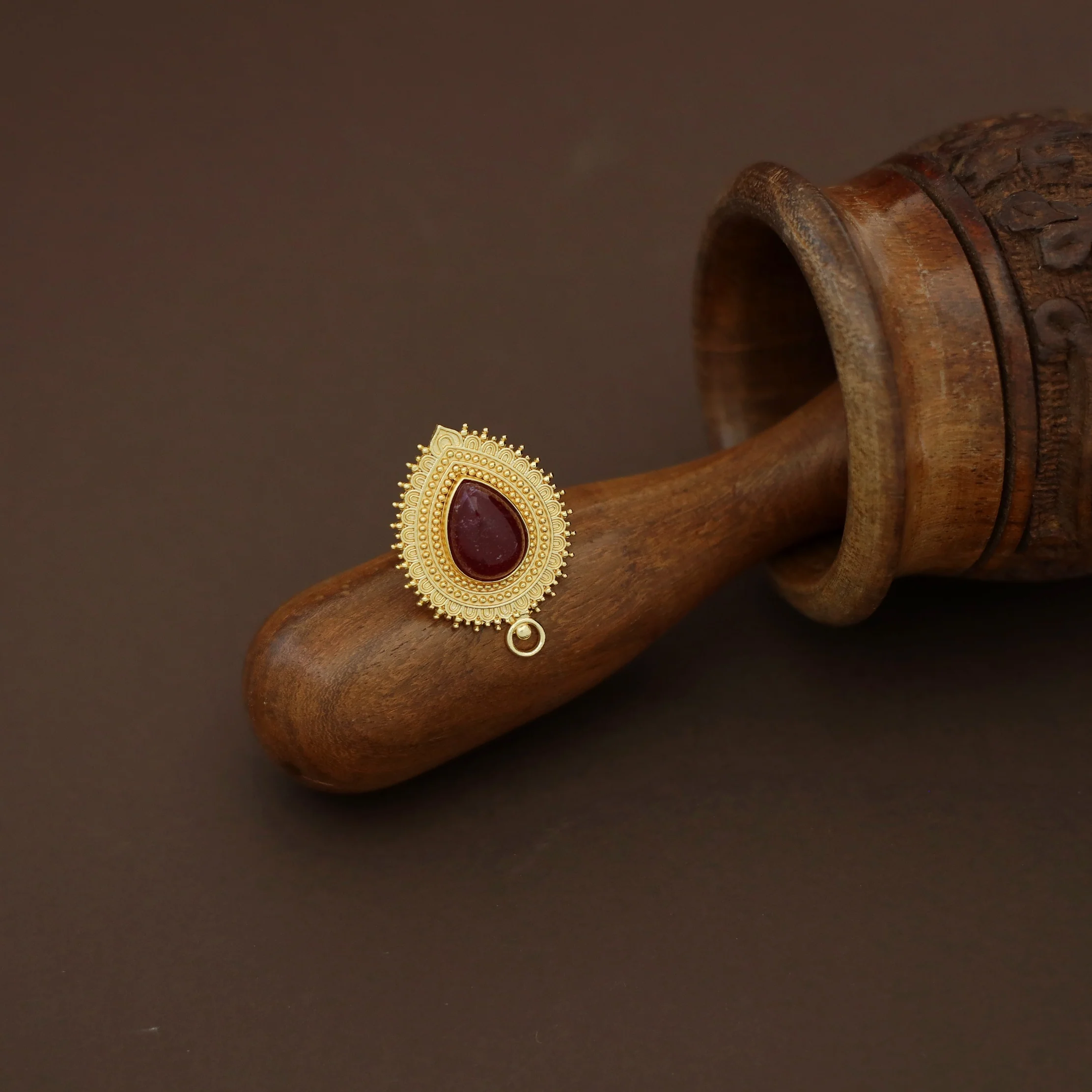 Leila Golden Drop Natural Stone Ring - Image 3
