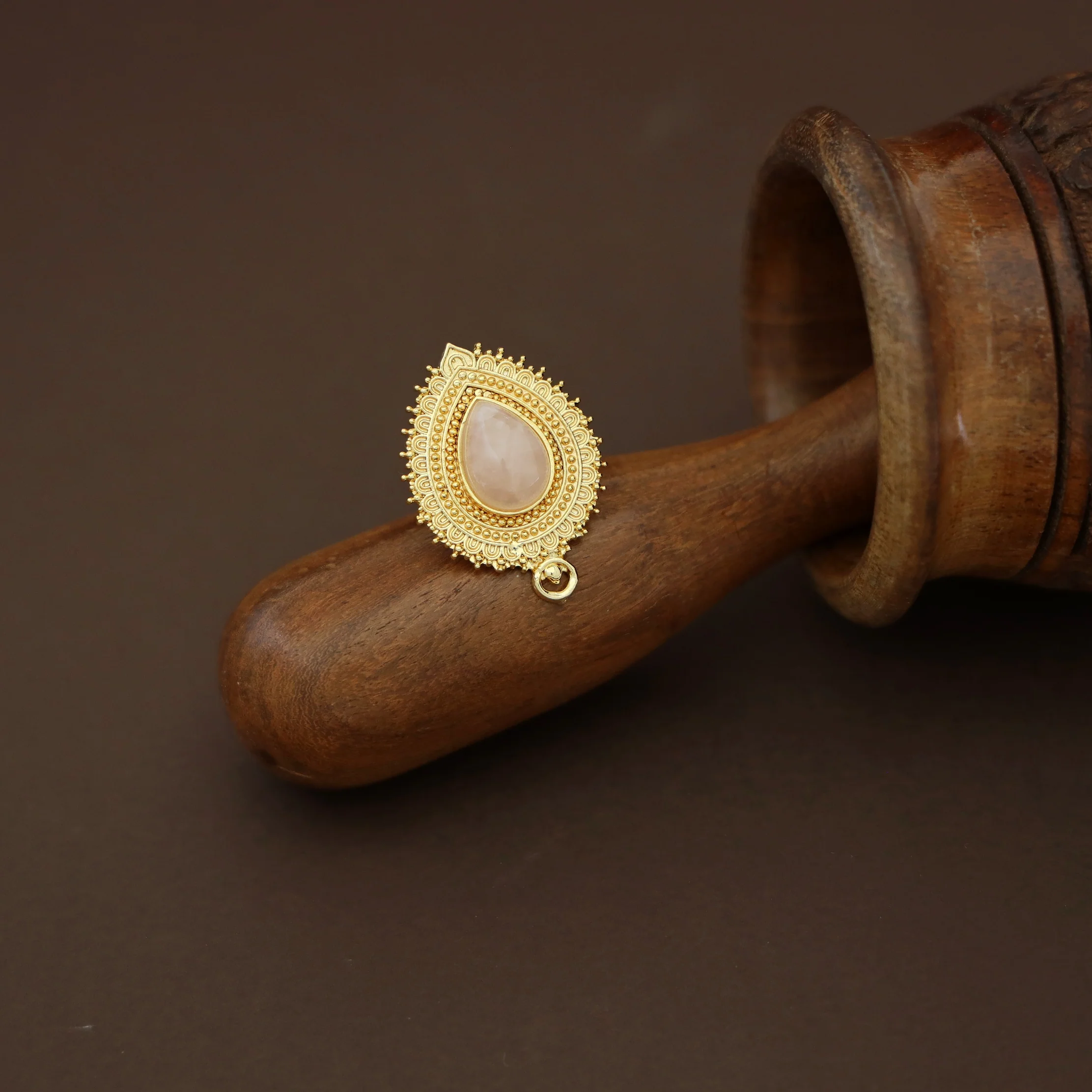 Leila Golden Drop Natural Stone Ring - Image 4