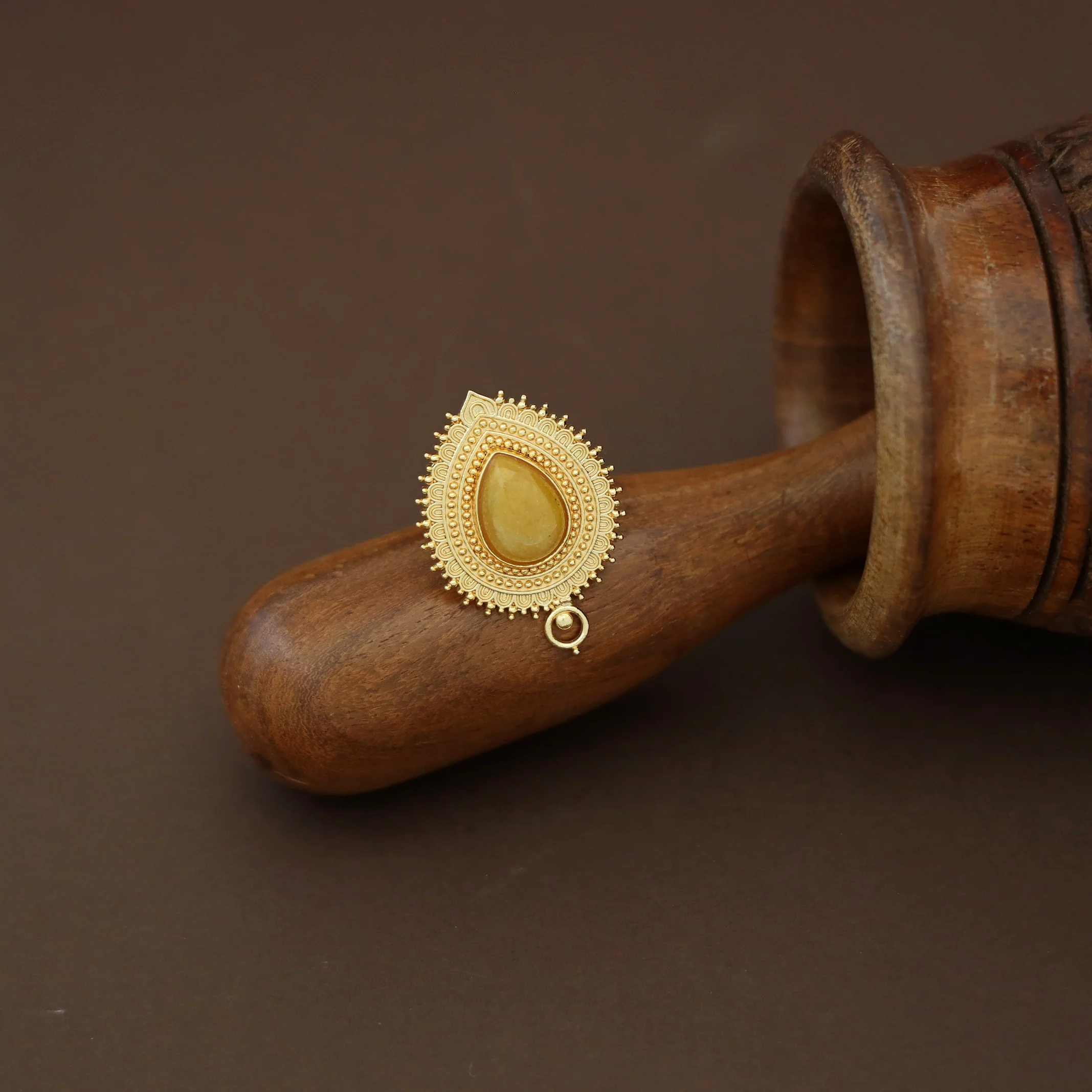 Leila Golden Drop Natural Stone Ring - Image 5