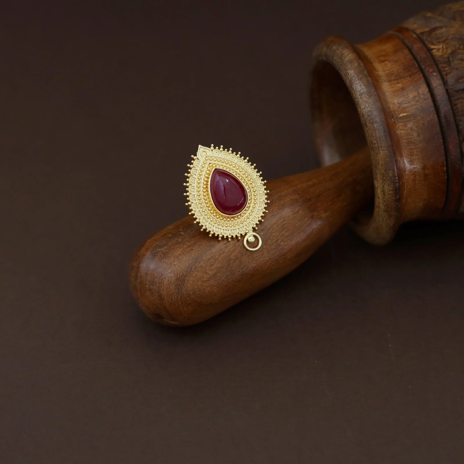 Leila Golden Drop Natural Stone Ring - Image 6