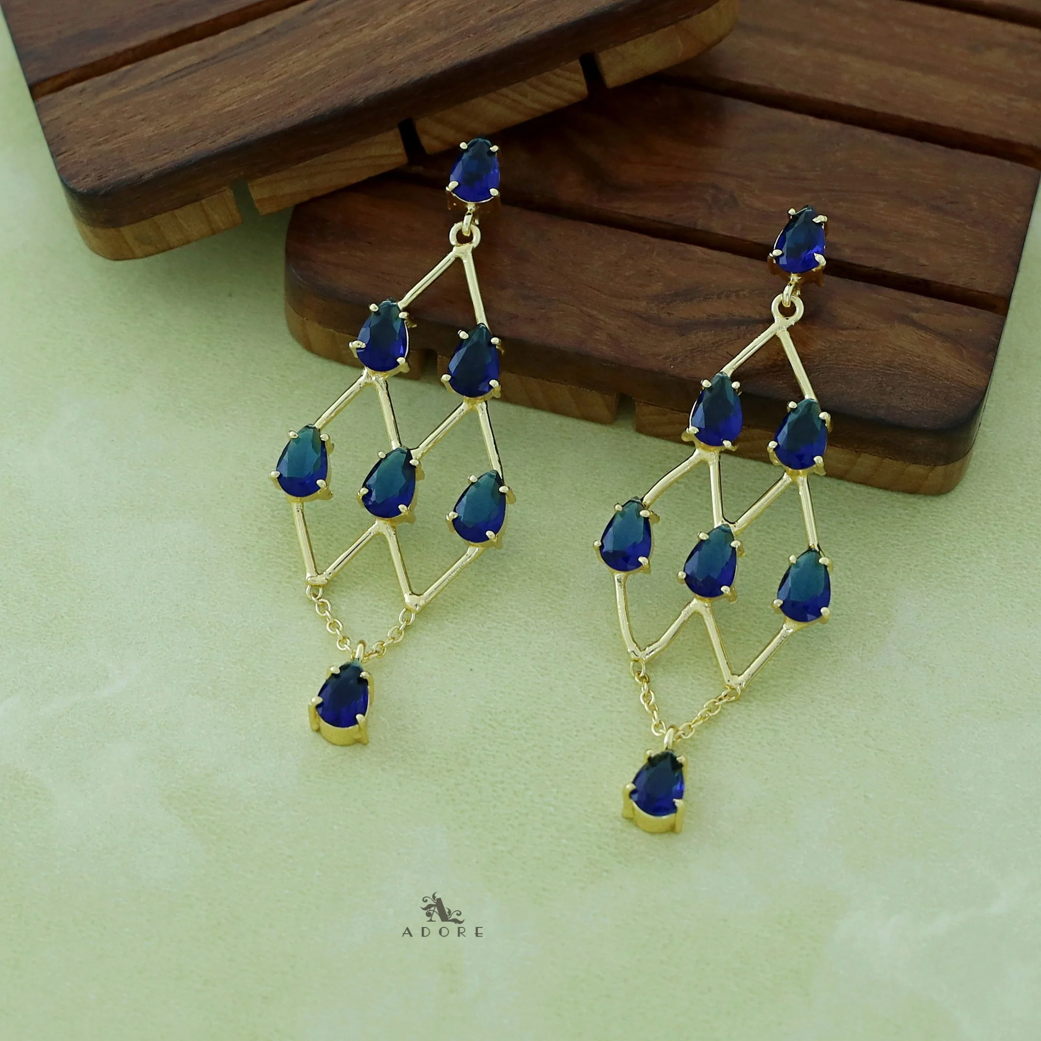 Lena Golden Drop Glossy Stone Earring - Image 7