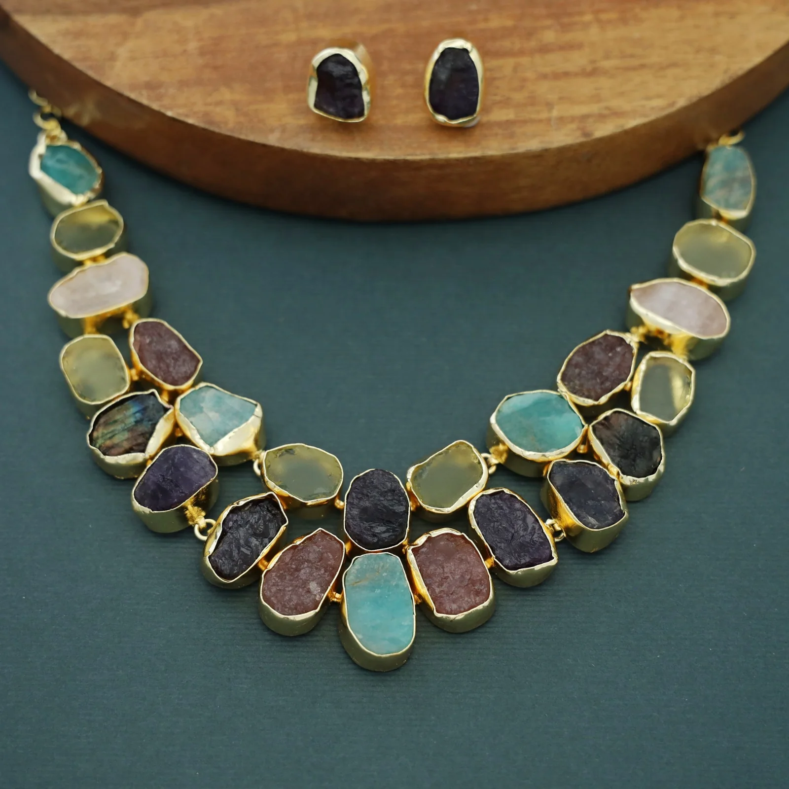 Lenore Raw Stone Short Neckpiece with Stud - Image 10