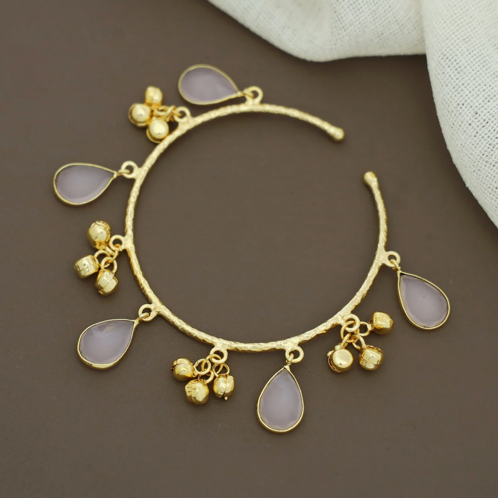 Leona Hammered Glossy Drop Ghungroo Bangle - Image 10