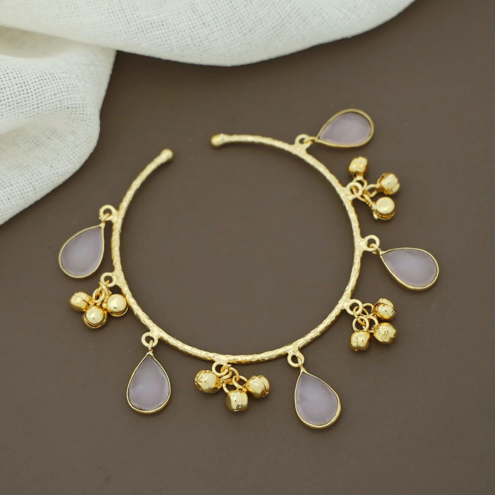 Leona Hammered Glossy Drop Ghungroo Bangle - Image 11