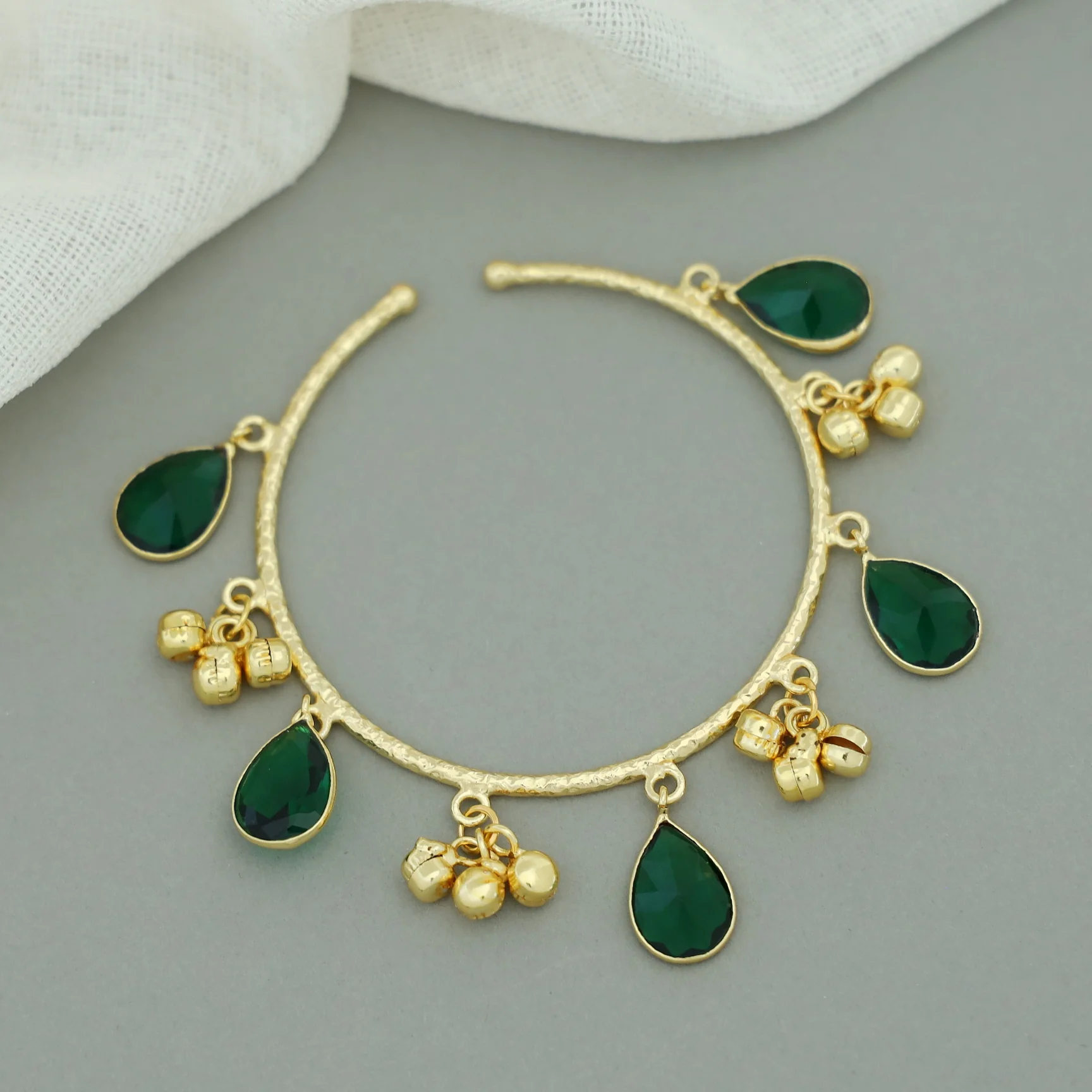 Leona Hammered Glossy Drop Ghungroo Bangle - Image 3