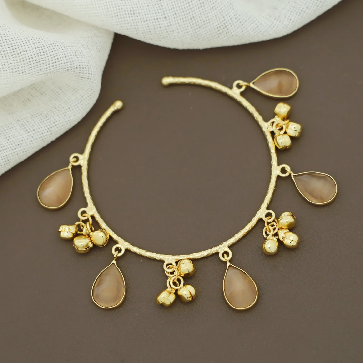 Leona Hammered Glossy Drop Ghungroo Bangle - Image 7