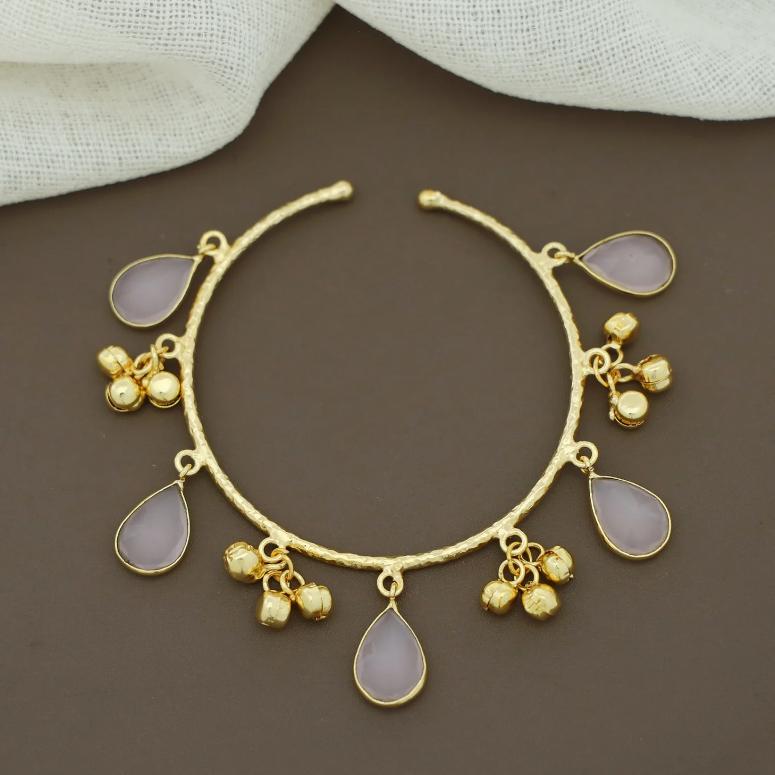 Leona Hammered Glossy Drop Ghungroo Bangle - Image 8