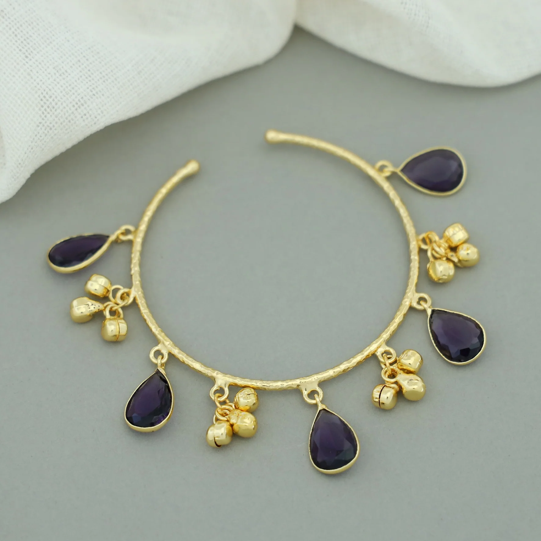 Leona Hammered Glossy Drop Ghungroo Bangle - Image 9