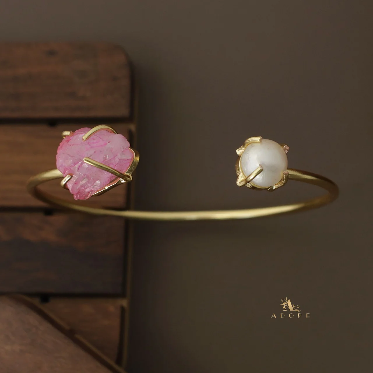 Libra Claw Dyed & Raw Stone + Pearl Bangle - Image 10