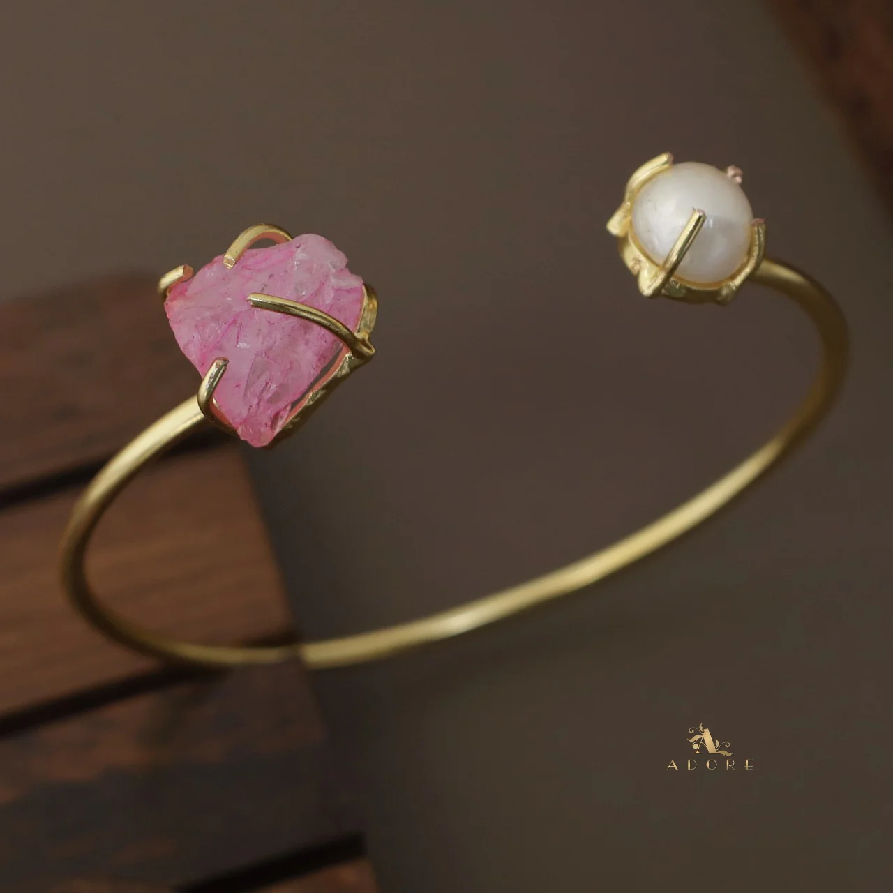 Libra Claw Dyed & Raw Stone + Pearl Bangle - Image 13