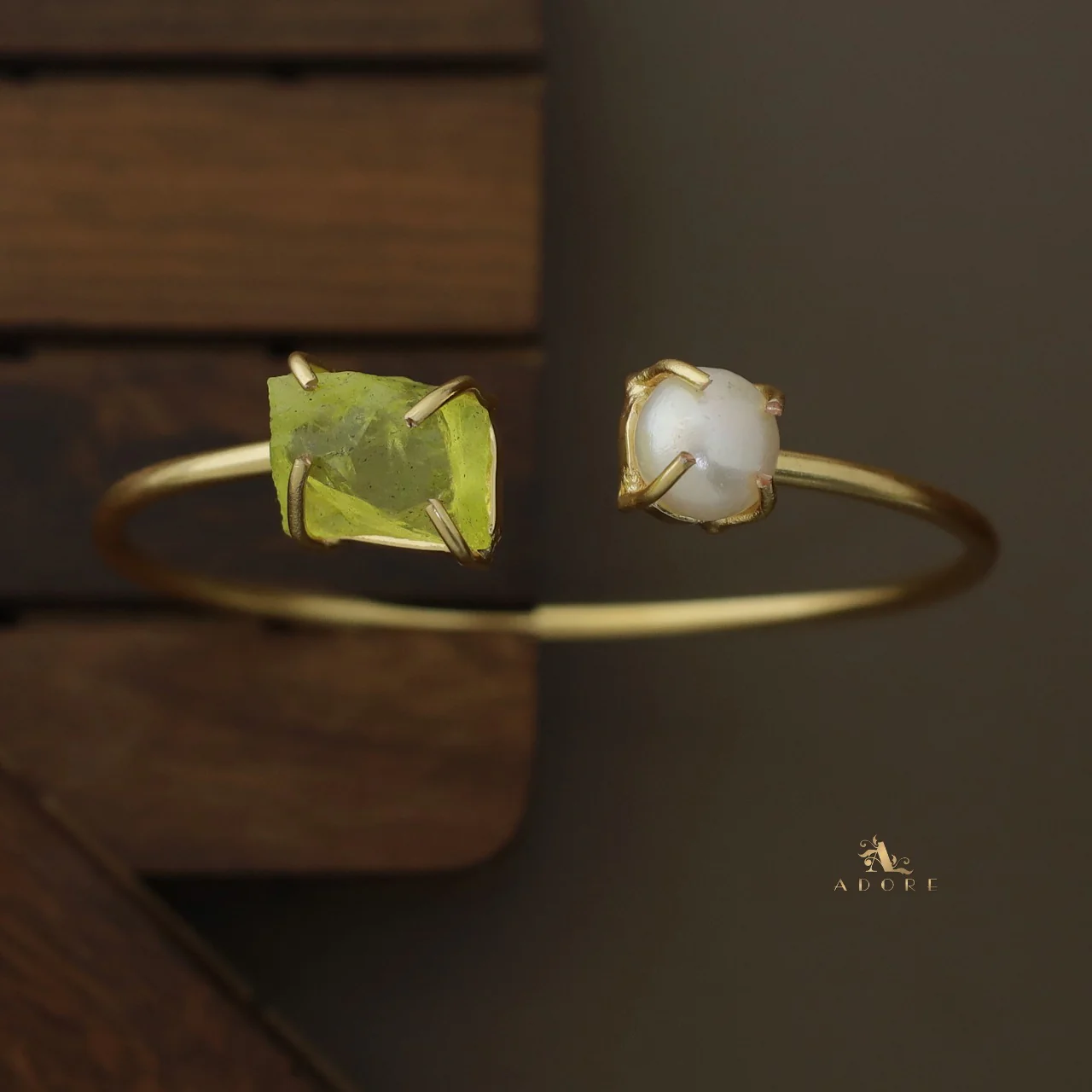 Libra Claw Dyed & Raw Stone + Pearl Bangle - Image 14