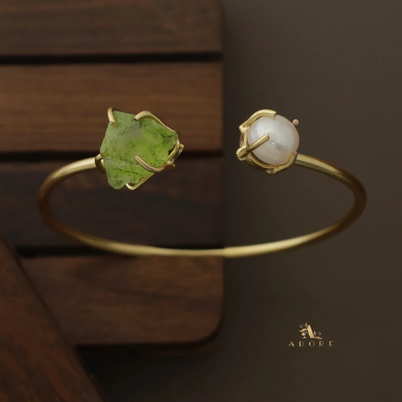 Libra Claw Dyed & Raw Stone + Pearl Bangle - Image 15