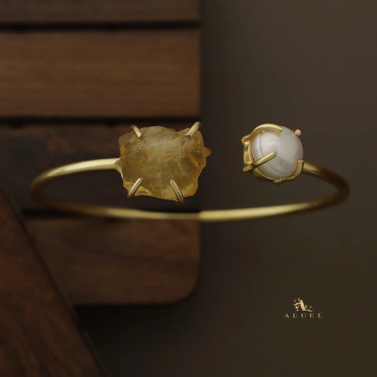 Libra Claw Dyed & Raw Stone + Pearl Bangle - Image 16