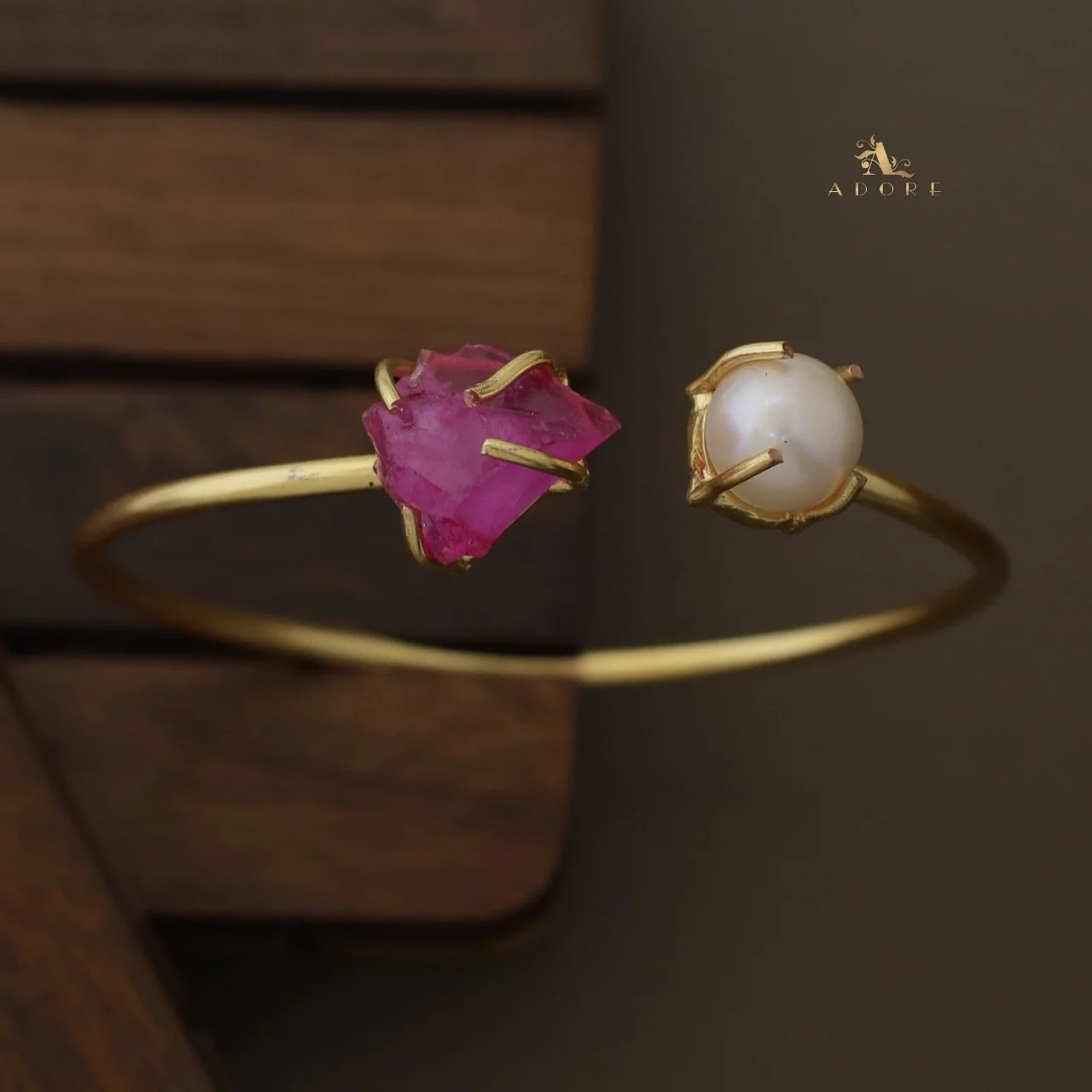 Libra Claw Dyed & Raw Stone + Pearl Bangle - Image 17