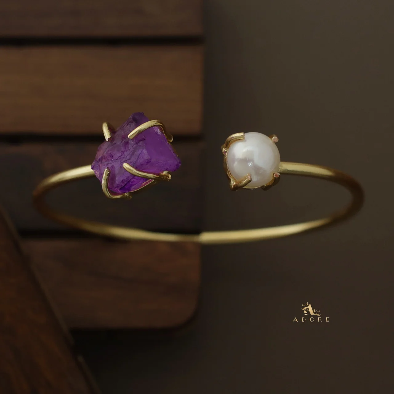 Libra Claw Dyed & Raw Stone + Pearl Bangle - Image 18