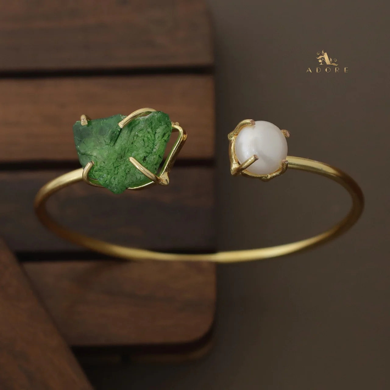 Libra Claw Dyed & Raw Stone + Pearl Bangle - Image 19