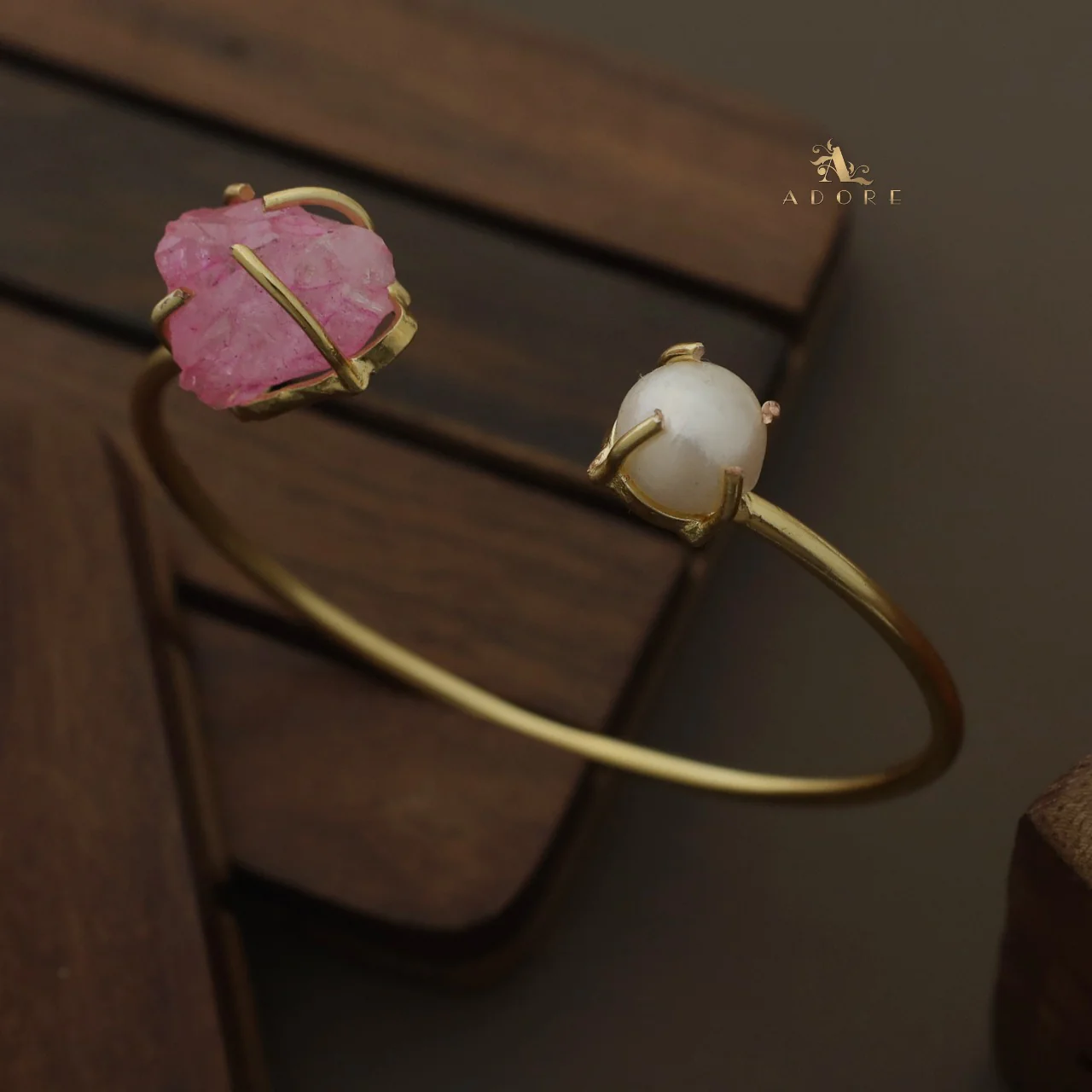 Libra Claw Dyed & Raw Stone + Pearl Bangle - Image 20