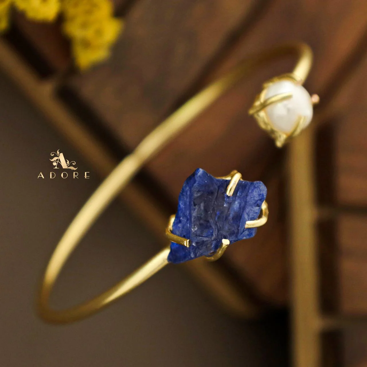 Libra Claw Dyed & Raw Stone + Pearl Bangle - Image 21