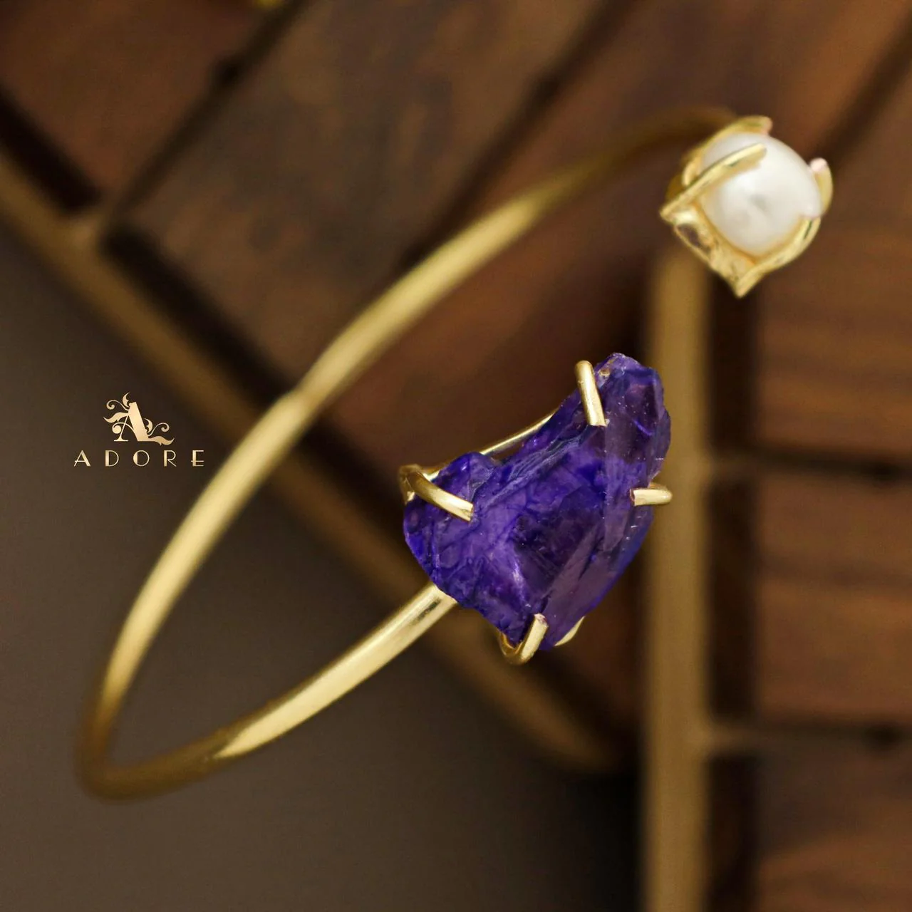 Libra Claw Dyed & Raw Stone + Pearl Bangle - Image 23