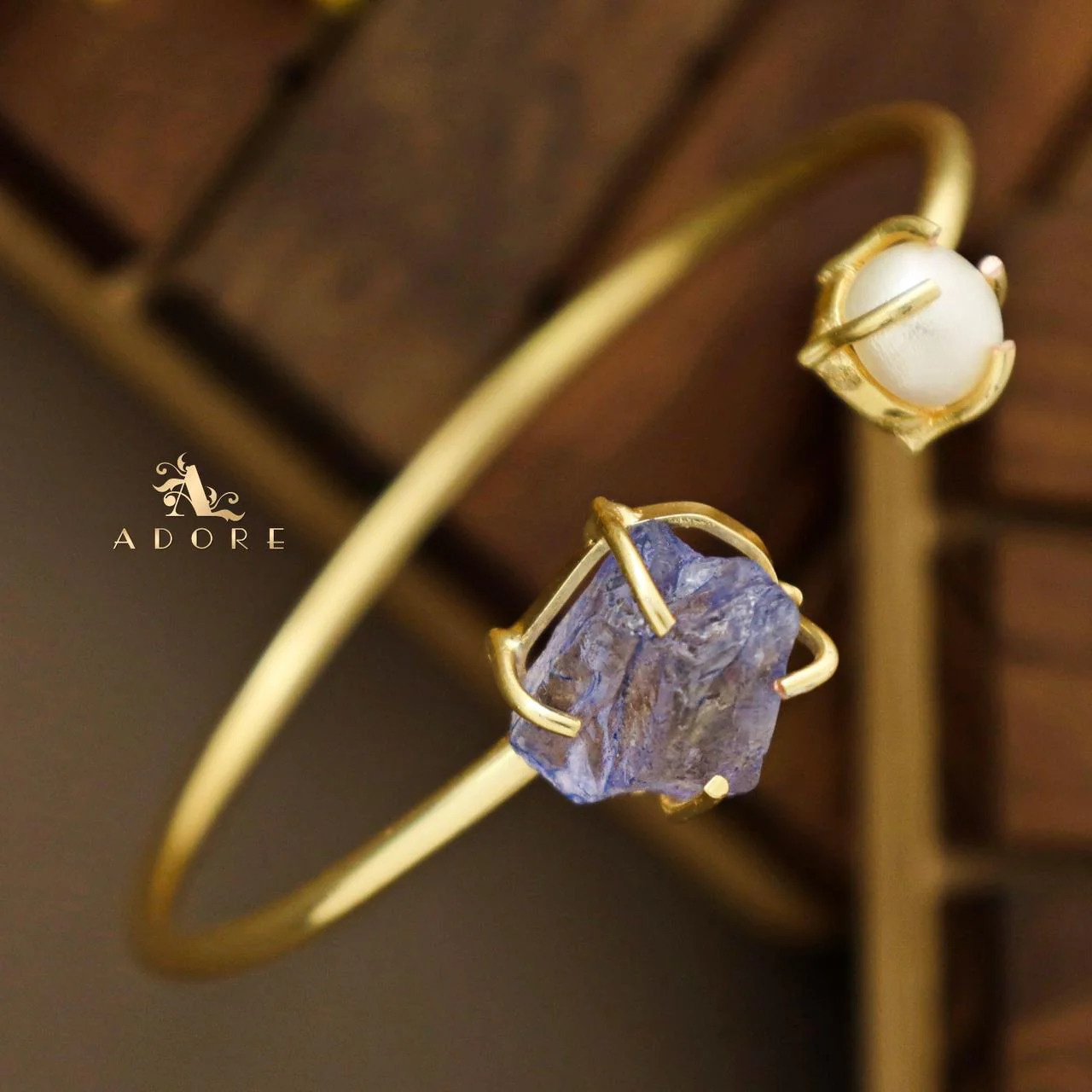 Libra Claw Dyed & Raw Stone + Pearl Bangle - Image 25
