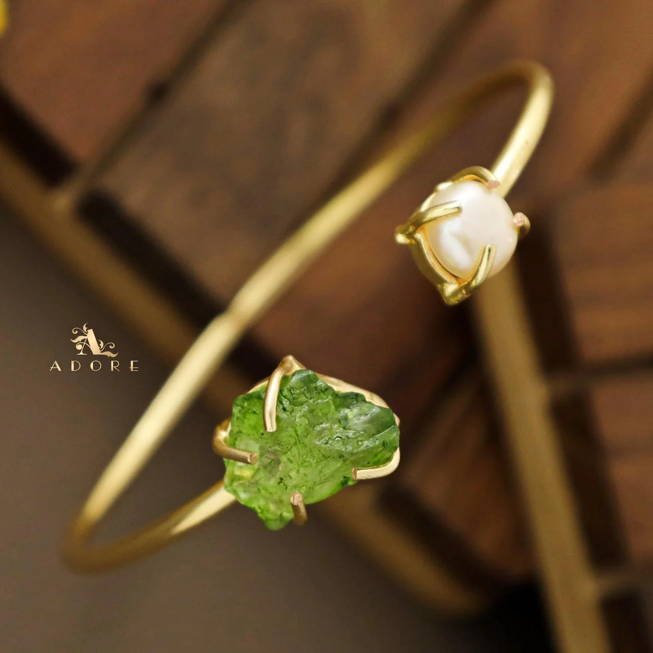 Libra Claw Dyed & Raw Stone + Pearl Bangle - Image 26