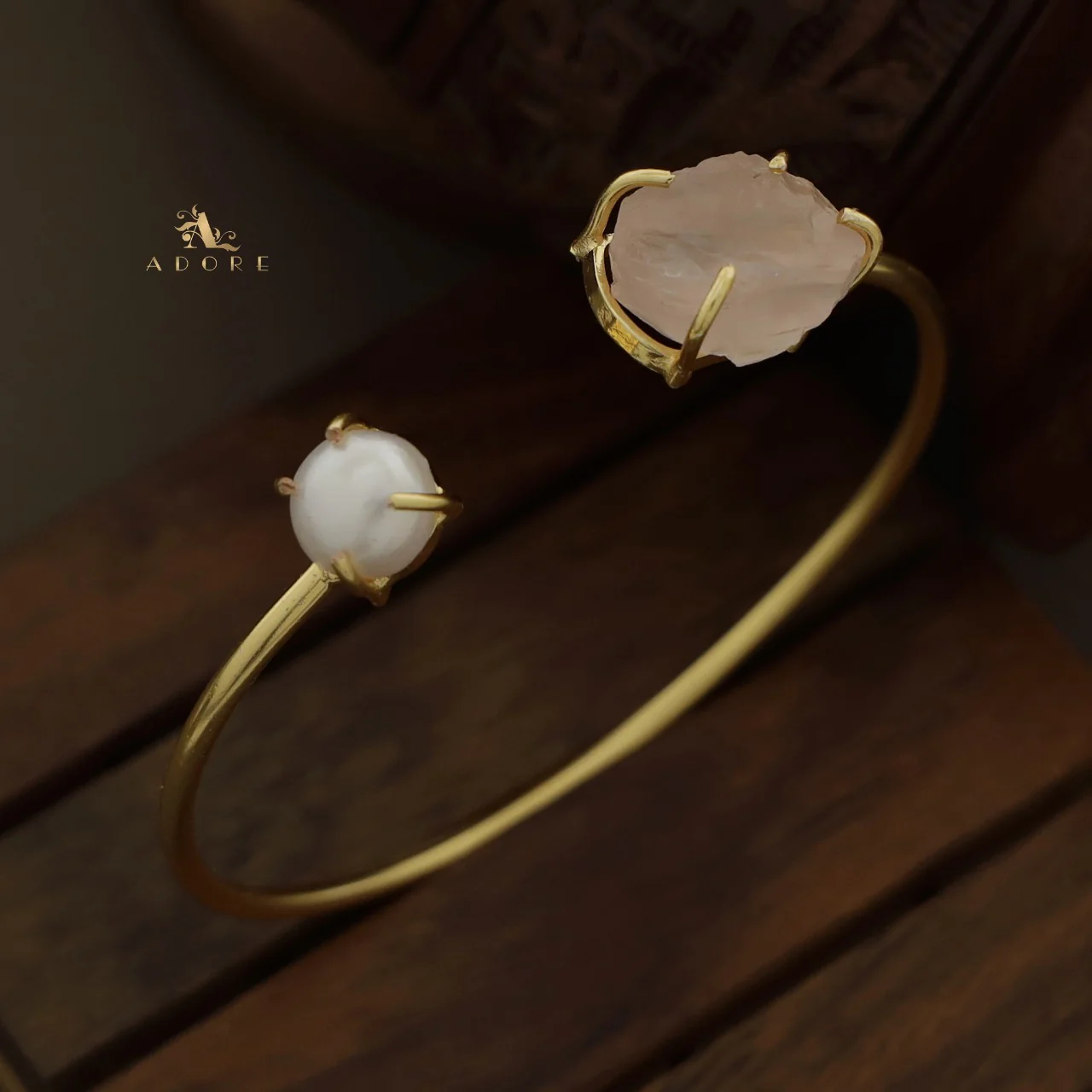 Libra Claw Dyed & Raw Stone + Pearl Bangle - Image 28