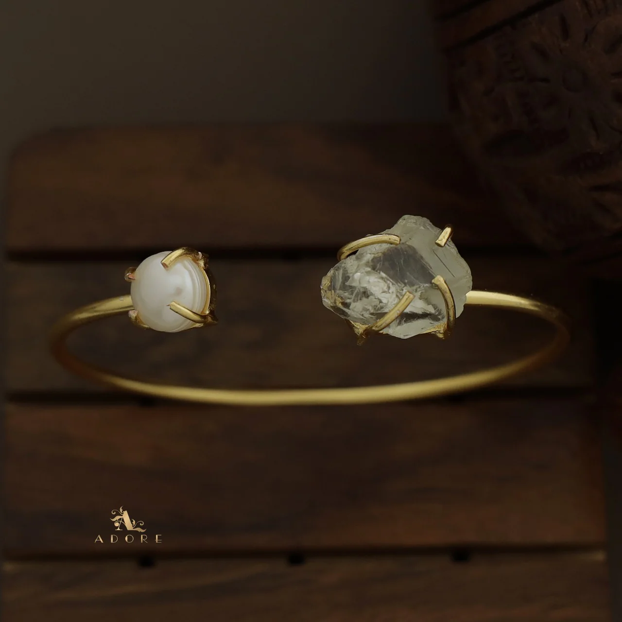 Libra Claw Dyed & Raw Stone + Pearl Bangle - Image 30