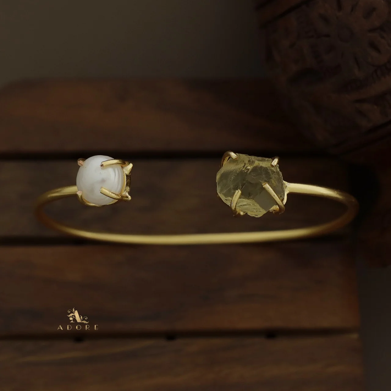 Libra Claw Dyed & Raw Stone + Pearl Bangle - Image 32