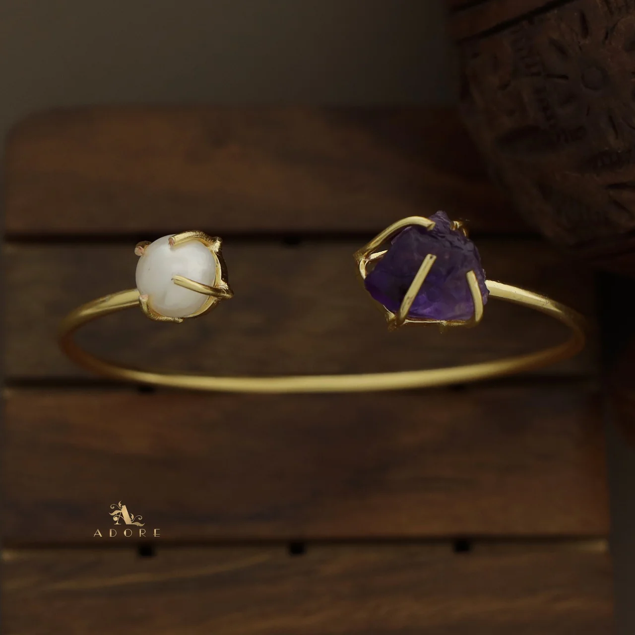 Libra Claw Dyed & Raw Stone + Pearl Bangle - Image 33